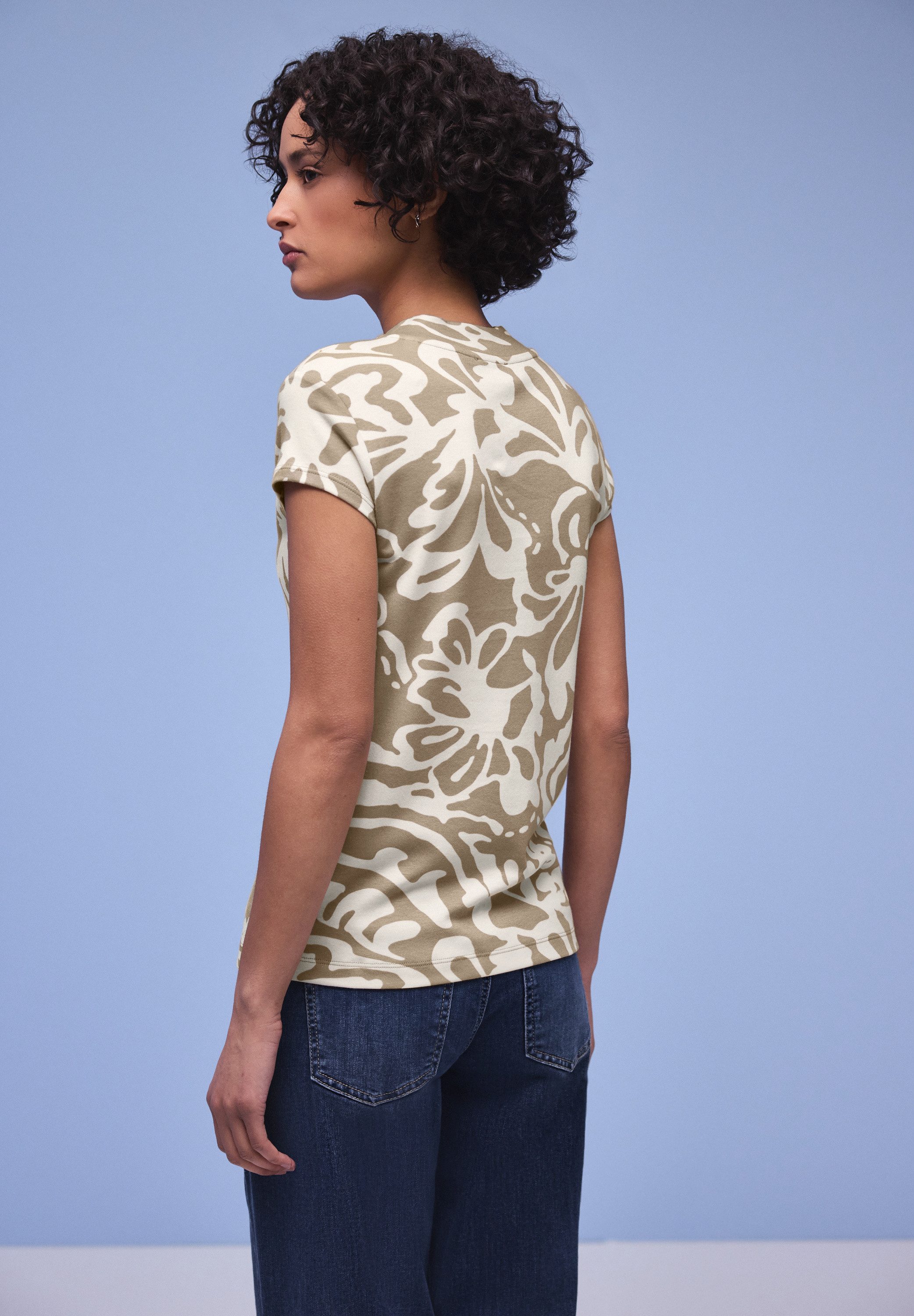STREET ONE Kurzarmshirt Sommershirt mit einem feinen grafischen Muster mit günstig online kaufen