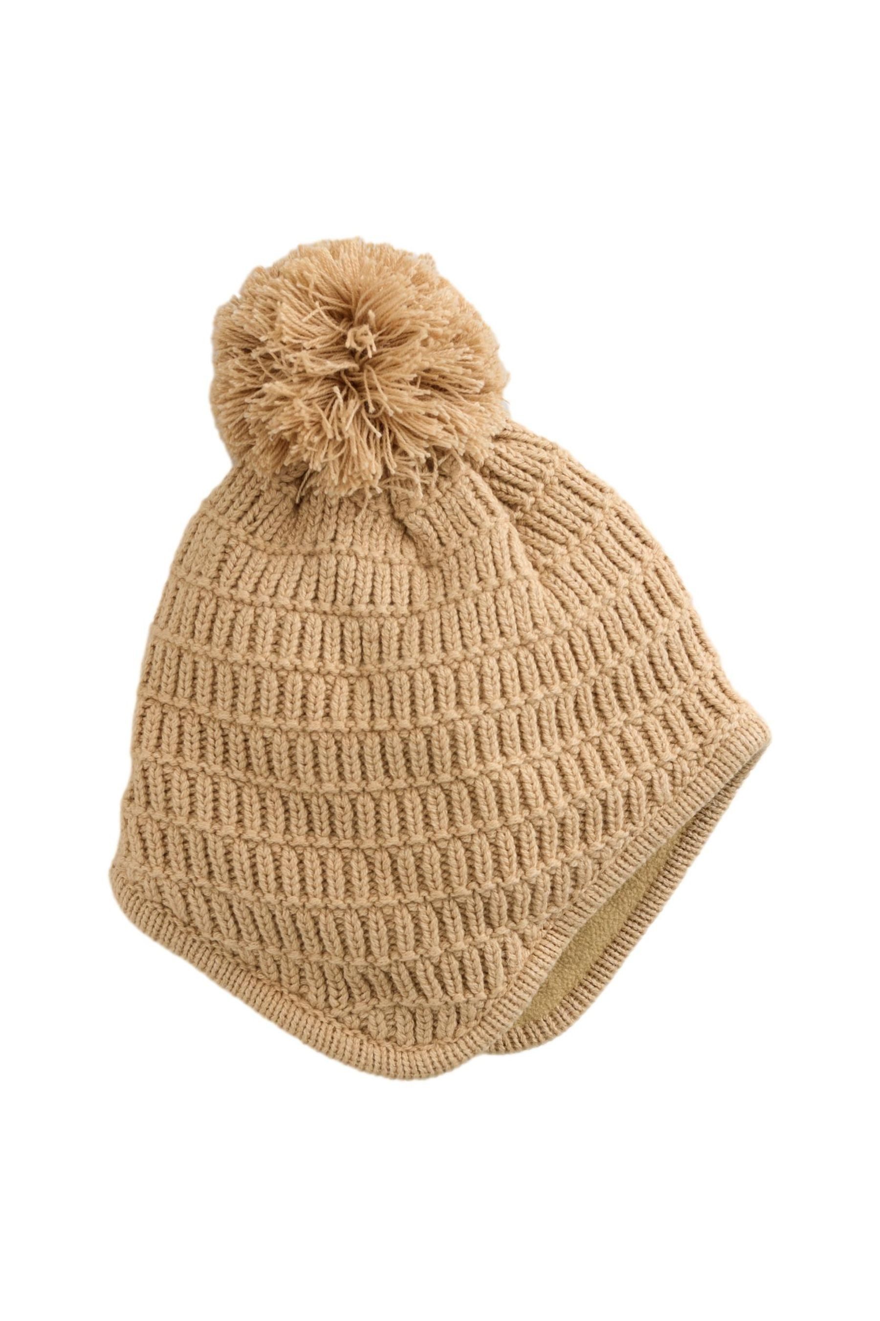 Next Ohrenmütze Gestrickte Baby Trappermütze mit Bommel (1-St)
