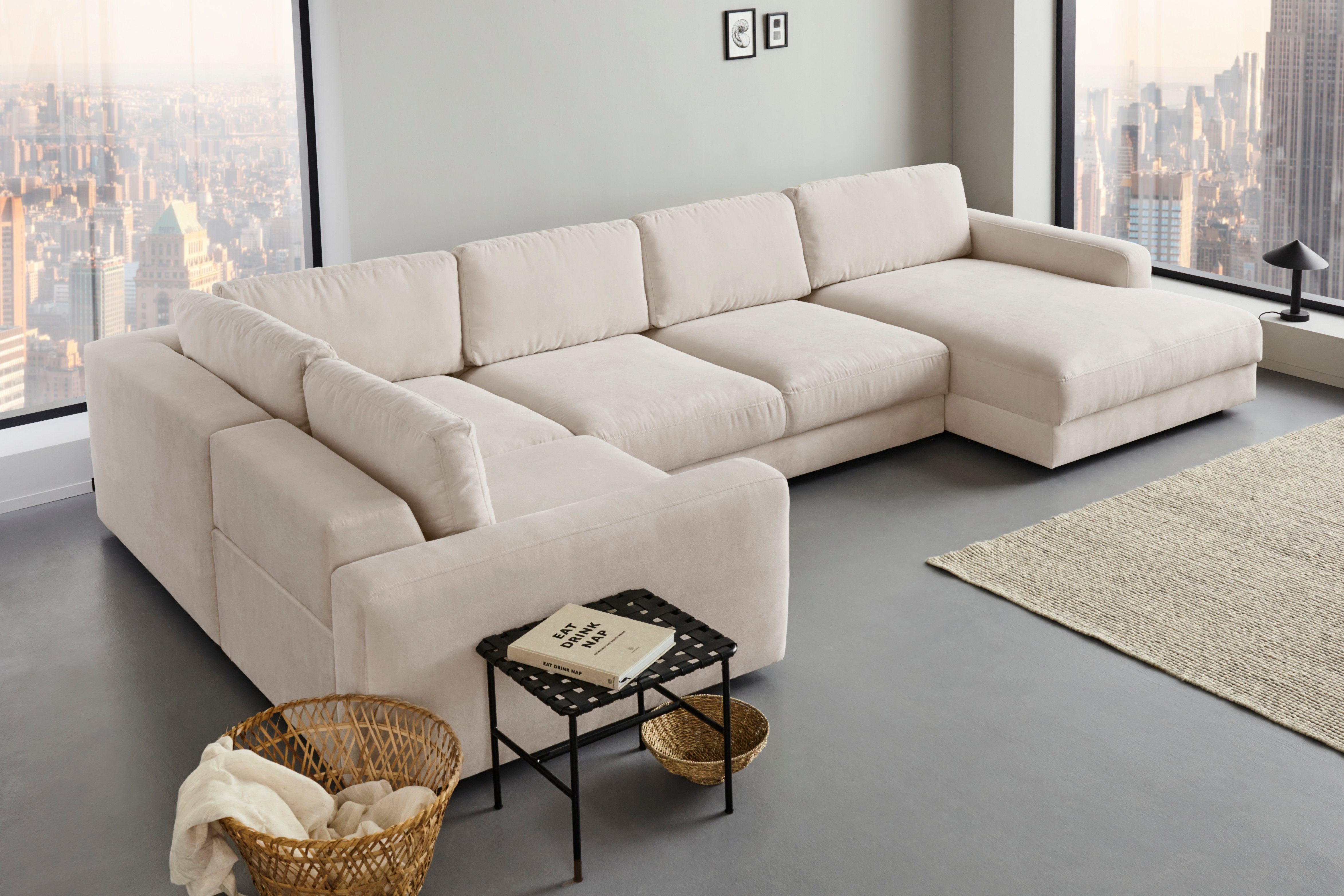 Home affaire Wohnlandschaft Bloomfield, Mega Polsterecke, Breite 390cm, viel Platz, U-Form, In verschiedenen Größen bestellbar