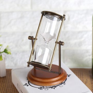 Lubgitsr Sanduhr 15 Minuten Metall rotierenden Sand Glas Timer Clock Sanduhr Tabelle