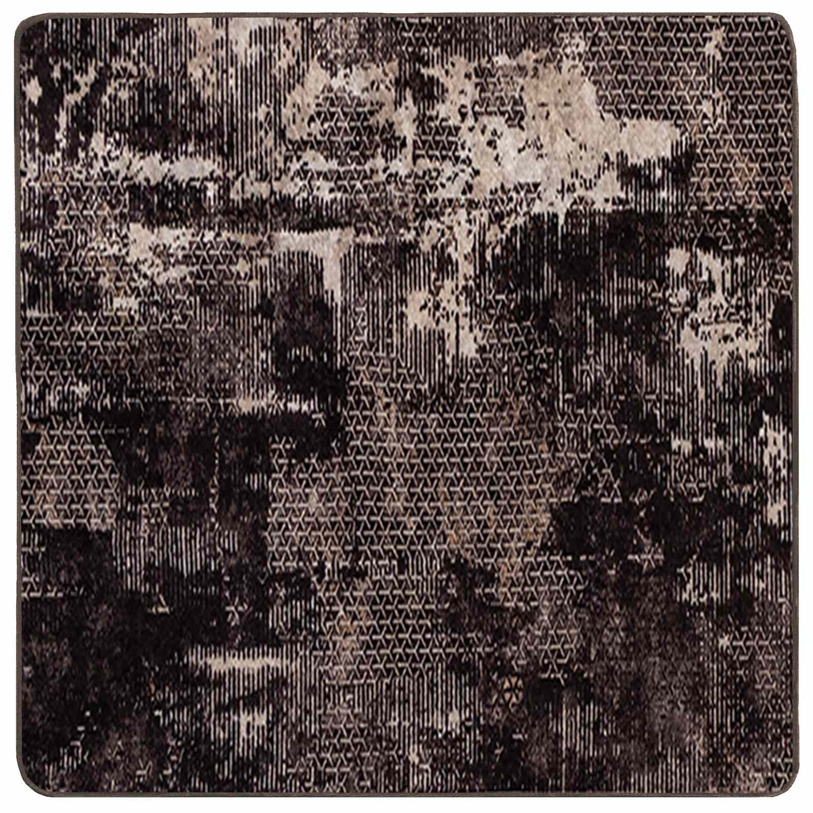 vidaXL Teppich Teppichläufer MARSA Schwarz 100 x 100 cm Polyester und PVC, Quadrat