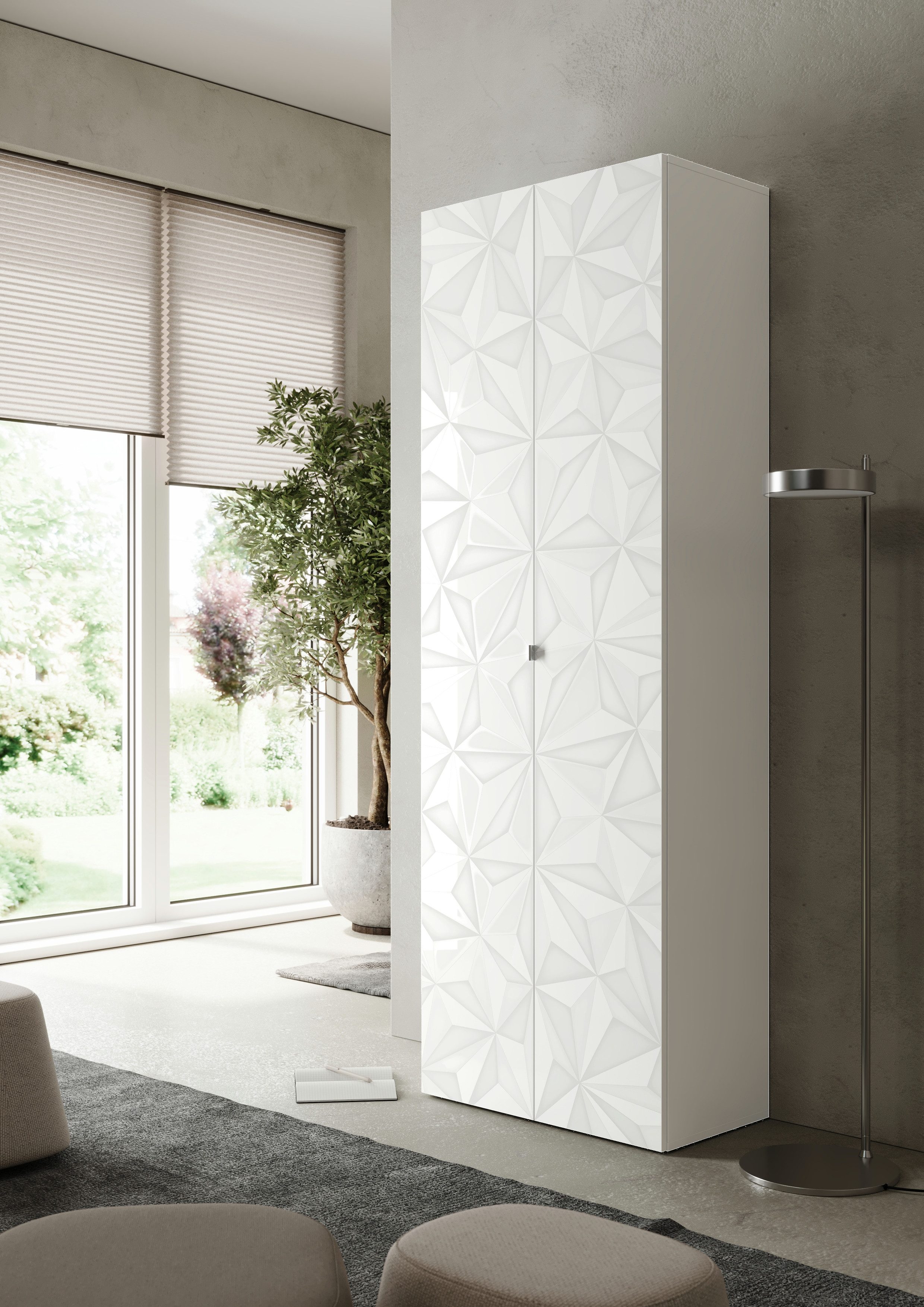 Home affaire Aktenschrank Prisma, Breite 63 cm, Höhe 184 cm, 2 Türen (3 Einlegeböden) Büroschrank, Mehrzweckschrank, Front mit Siebdruck