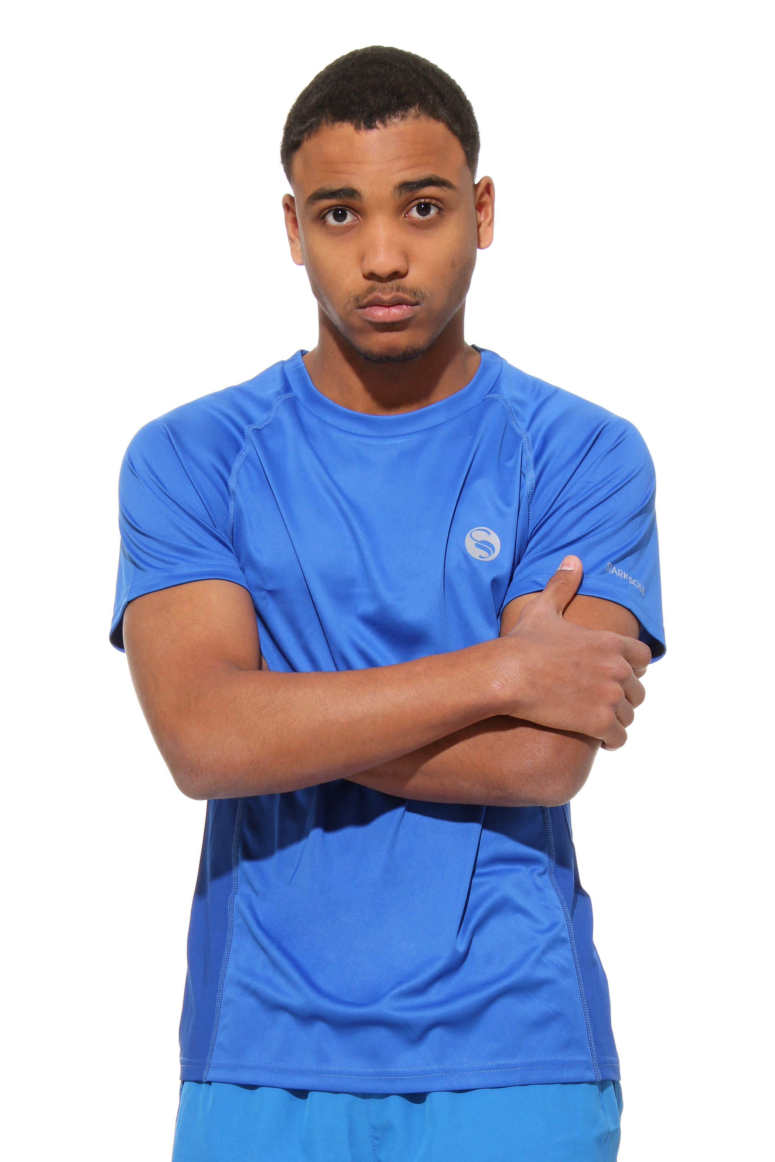 Funktionsshirt mit Blau Kurzarm T-Shirt Stark Fitness seitlichen "Reflect", Sportshirt, Funktionsshirt Mesh-Einsätzen Soul®
