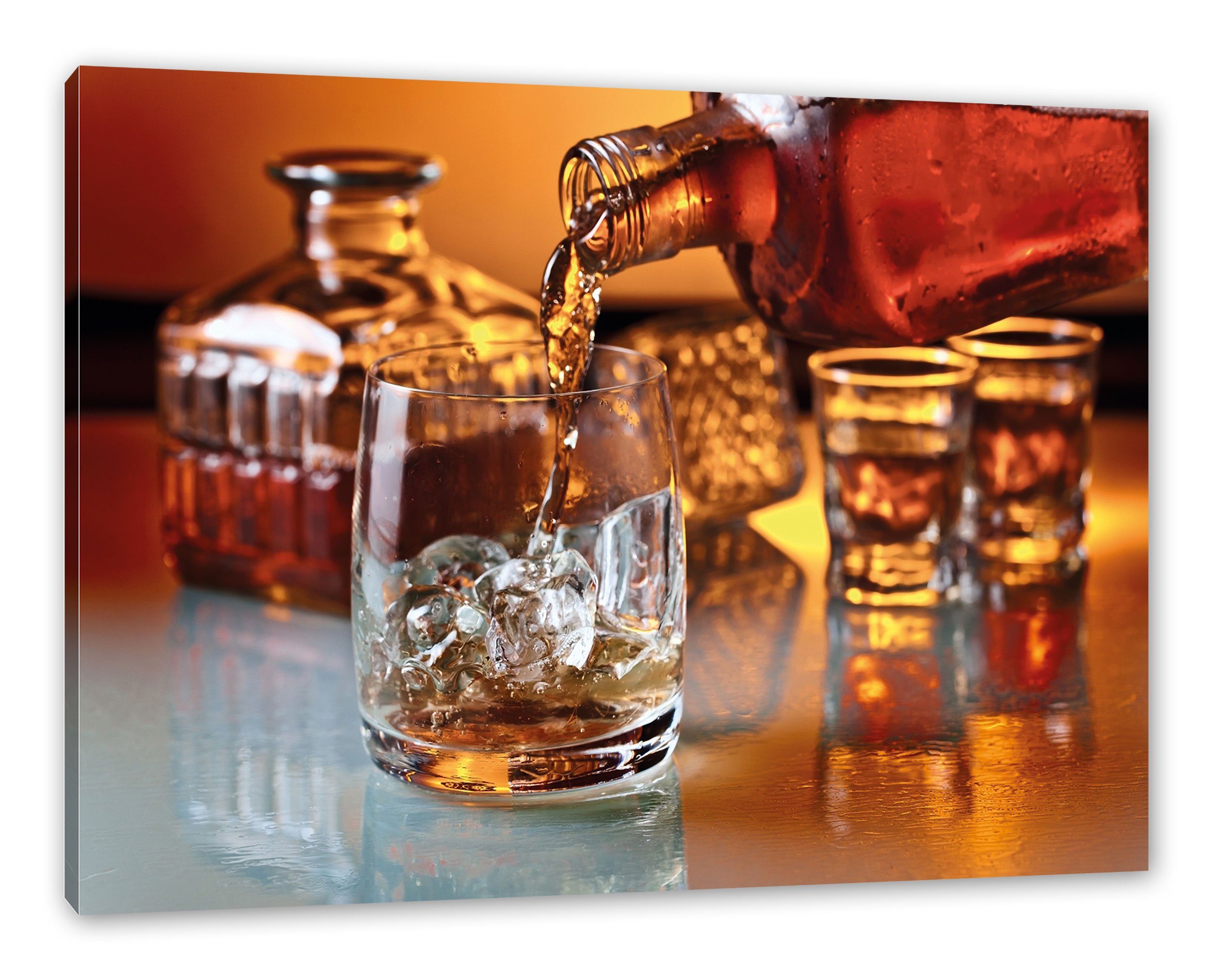 (1 inkl. Leinwandbild Edler bespannt, Leinwandbild St), fertig Zackenaufhänger Whiskey Pixxprint Whiskey, Edler