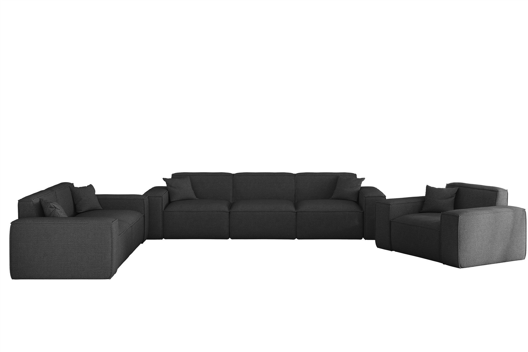 Fun Möbel Polstergarnitur Sofaset Designersofa FUN PEREZ PREMIUM 3-2-1 in Stoff Artico, (Set), inkl. 5 Zierkissen