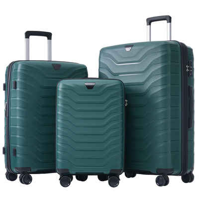MODFU Kofferset Hartschalenkoffer Handgepäck-Trolley, 4 Rollen, mit TSA-Schlössern 3-teiliger Koffer PP-Material