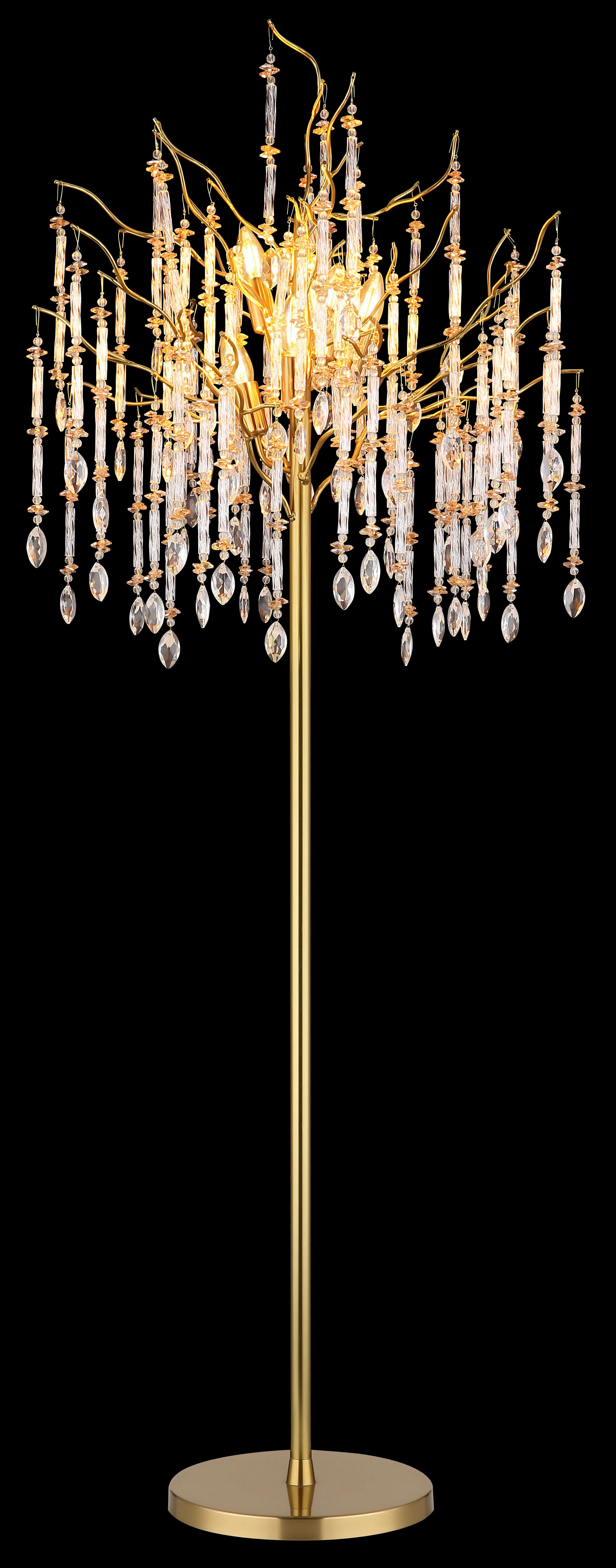GLOBO LIGHTING Stehlampe GLORIA, ohne Leuchtmittel, Stehlampe in Gold matt mit warmem Kristalllicht