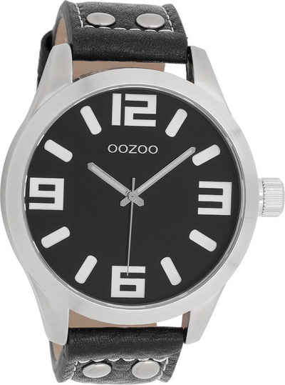 OOZOO Quarzuhr Oozoo Unisex Armbanduhr Timepieces Analog, Herren, Damenuhr rund, groß (ca. 51mm) Lederarmband, Fashion-Style