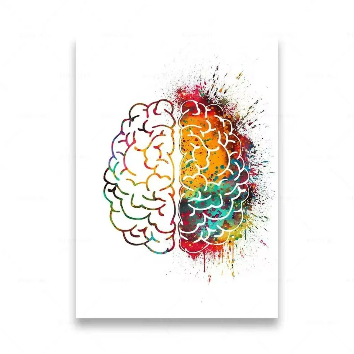 TPFLiving Kunstdruck (OHNE RAHMEN) Poster - Leinwand - Wandbild, Menschliche Anatomie, Wirbelsäule, Herz, Gehirn, Zähne, HD-Leinwand (Leinwandbild XXL), Farben: Orange, Rot, Blau, Schwarz, Weiß, Rosa -Größe: 30x40cm