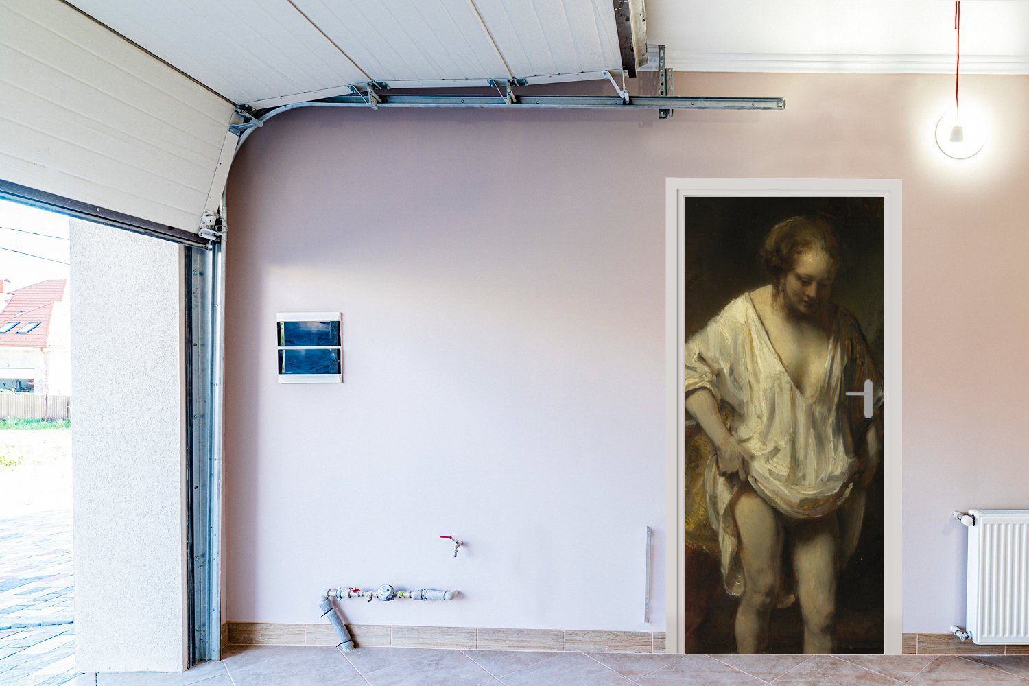 (1 cm Tür, Rijn, van MuchoWow Matt, Frau Türtapete Gemälde bedruckt, 75x205 Fototapete - Badende Rembrandt für von Türaufkleber, St),