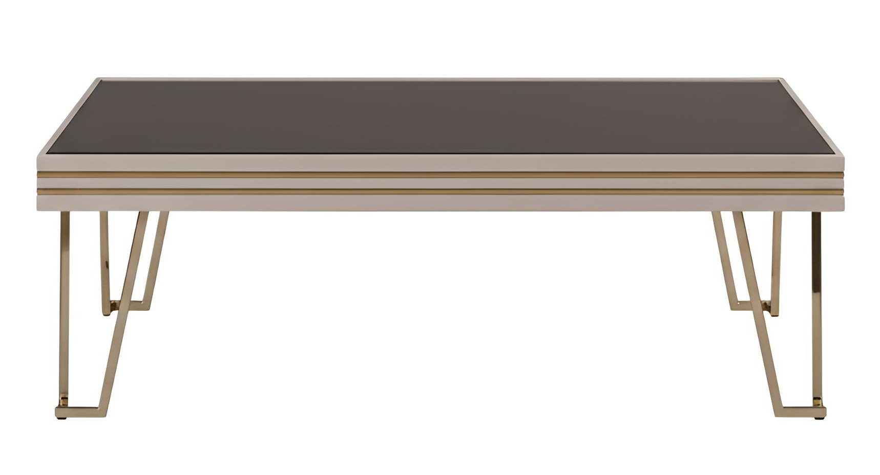 Xlmoebel Couchtisch Eleganter Couchtisch mit goldfarbenem Metallrahmen und glatten Ec, Made in Europa
