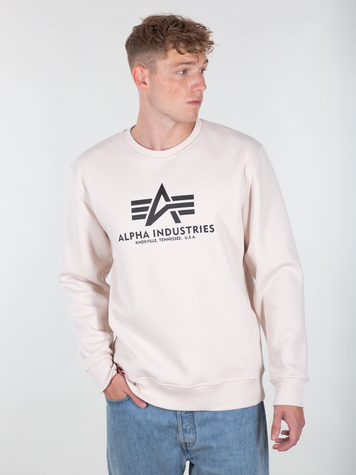 Alpha Industries Industries Sweatshirts Basic Sweater Alpha Sweater stream white jet - Men