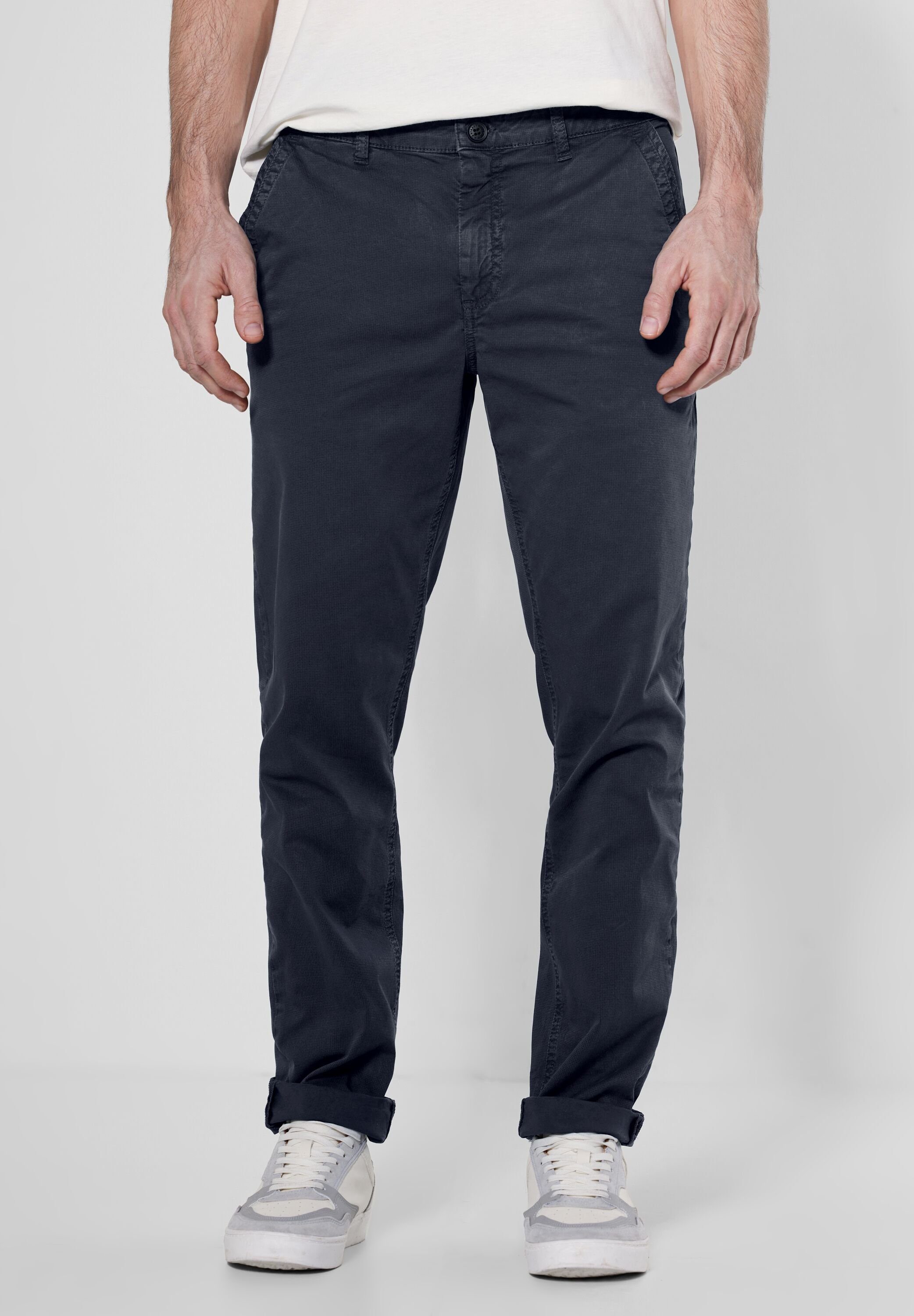 STREET ONE MEN Chinos mit Minimal Muster night blue