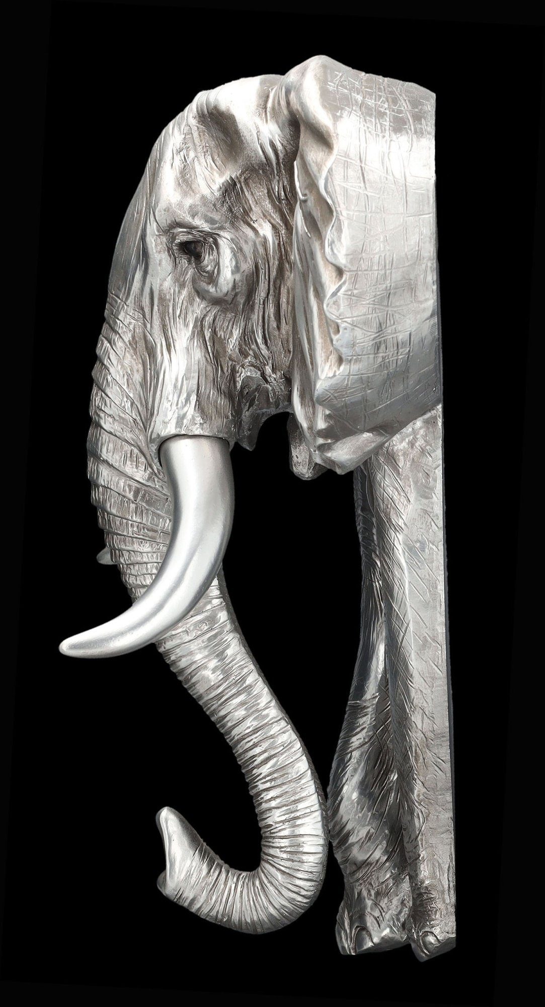Wandrelief GmbH Figuren Wandbehang Dekoration - Wanddekoobjekt Elefant - silber Tier Shop
