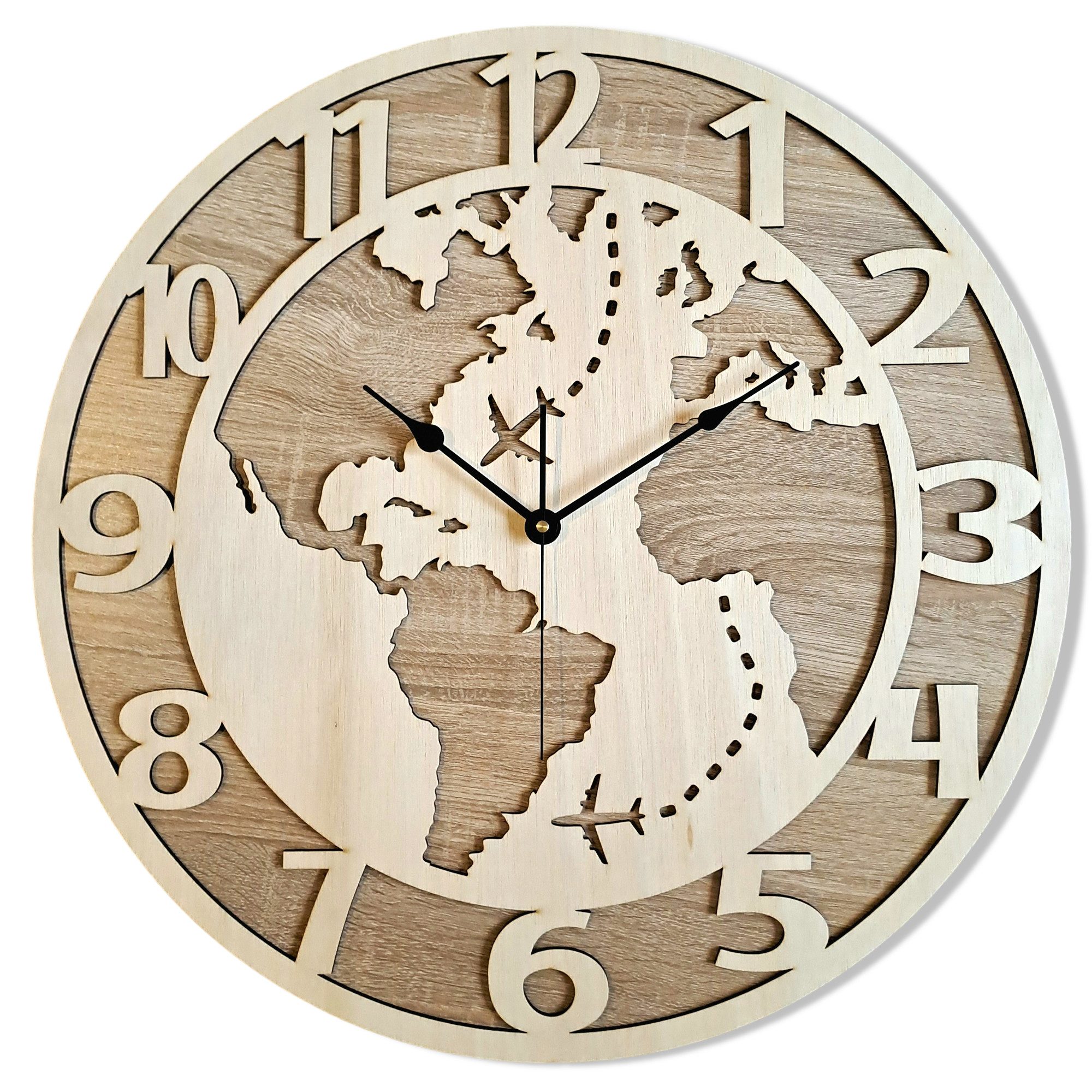 ORNAMENTI Wanduhr Grosse, Moderne, holz Wanduhr für Reisende, Touristen, We günstig online kaufen
