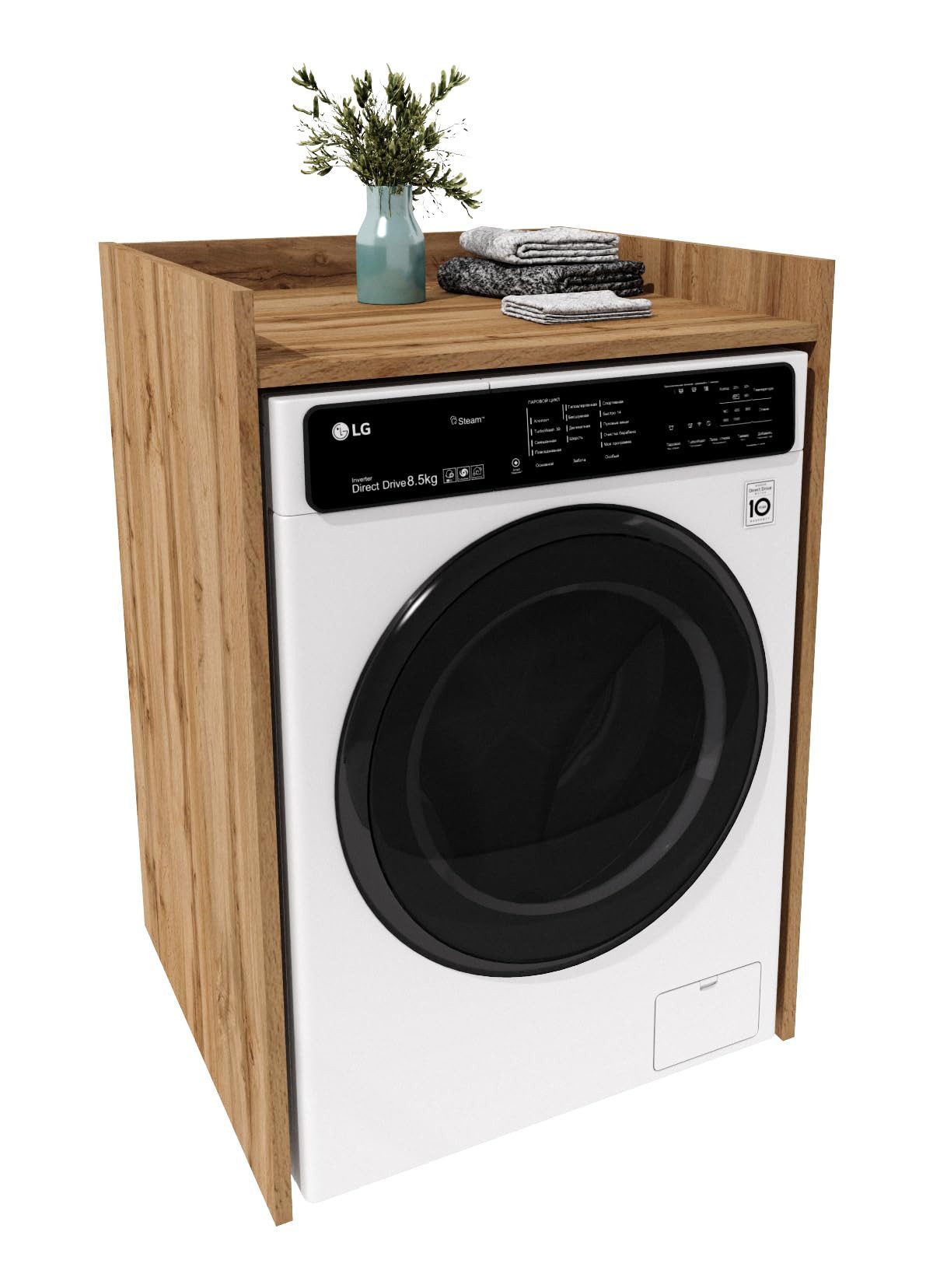 TREND WERK Waschmaschinenumbauschrank für Waschmaschine in Tiefenvarianten: 48 cm und 62 cm (Badschrank Umbauschrank für Waschmaschine & Trockner) Platzsparende Waschmaschinenverkleidung mit Stauraum