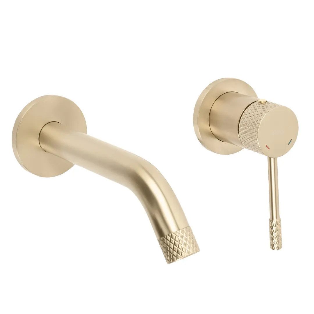 wohnwerk.idee Unterputzarmatur Waschbecken Wandarmatur Wasserhahn, Gold Kupfer Chrom