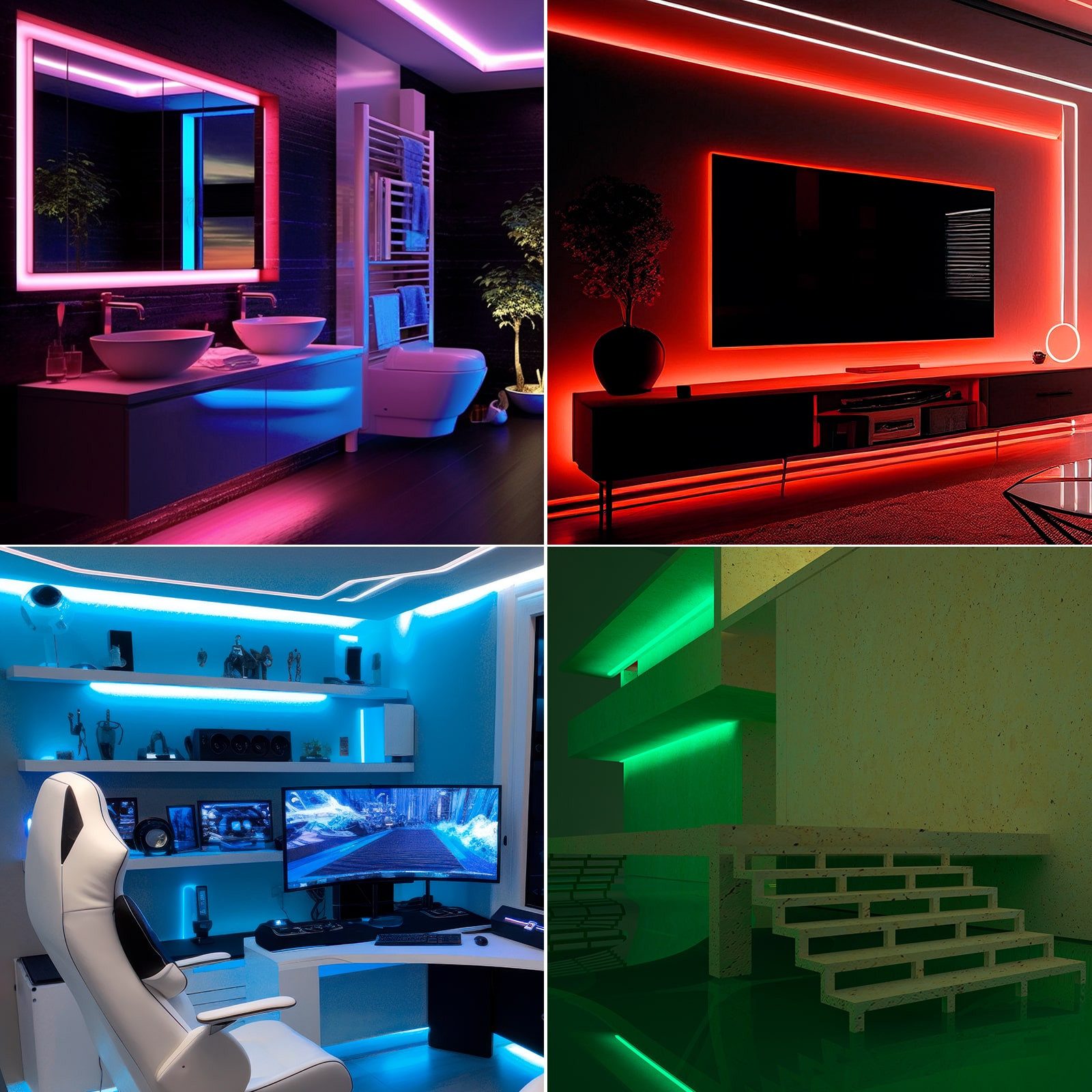 EAXUS LED Stripe - IP65 Wasserfeste LED Lichterkette. RGB Bunt, Licht Band, 4 Farbwechselprogramme, Dimmfunktion, Fernbedienung – Bild 5 von 5