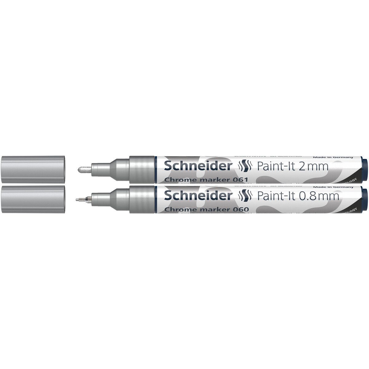SCHNEIDER Permanentmarker Chrommarker Paint-It 060/061 - 0,8 mm und 2 mm chrome metallic 2er Etu
