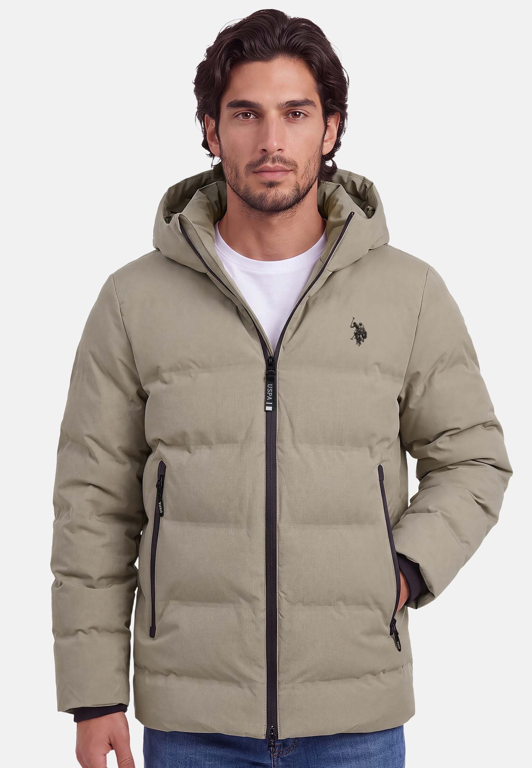 U.S. Polo Assn. Steppjacke USXxander – Herren Winterjacke mit Kapuze und Logo-Patch Wattierte Steppjacke mit Kapuze und praktischen Taschen