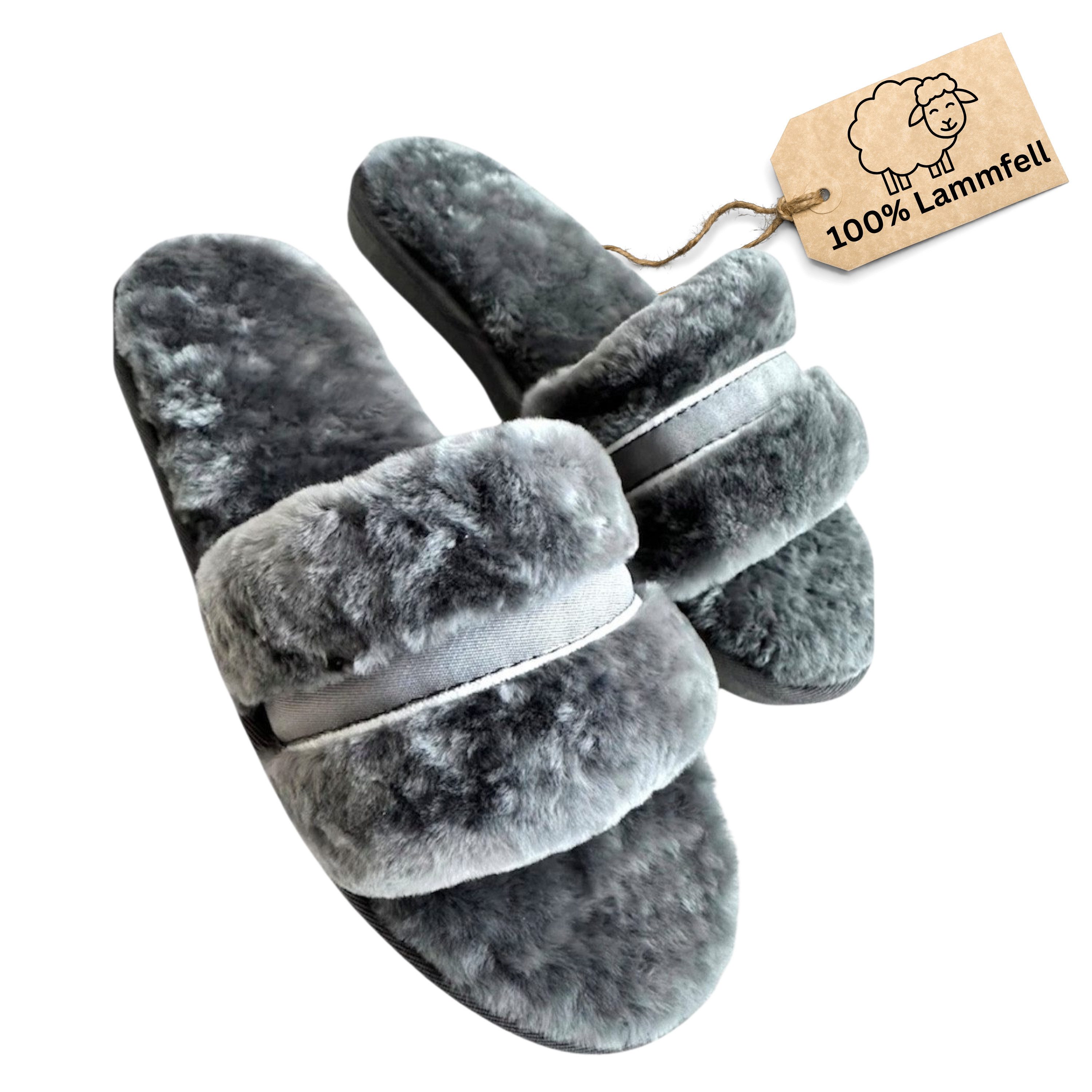 LIRA Deko Lammfell Damen Slipper Pantoffel Kuschelige Домашняя обувь Plüsch Домашняя обувь rutschfest, Innenfutter: 100 % Lammfell, weich & atmungsaktiv