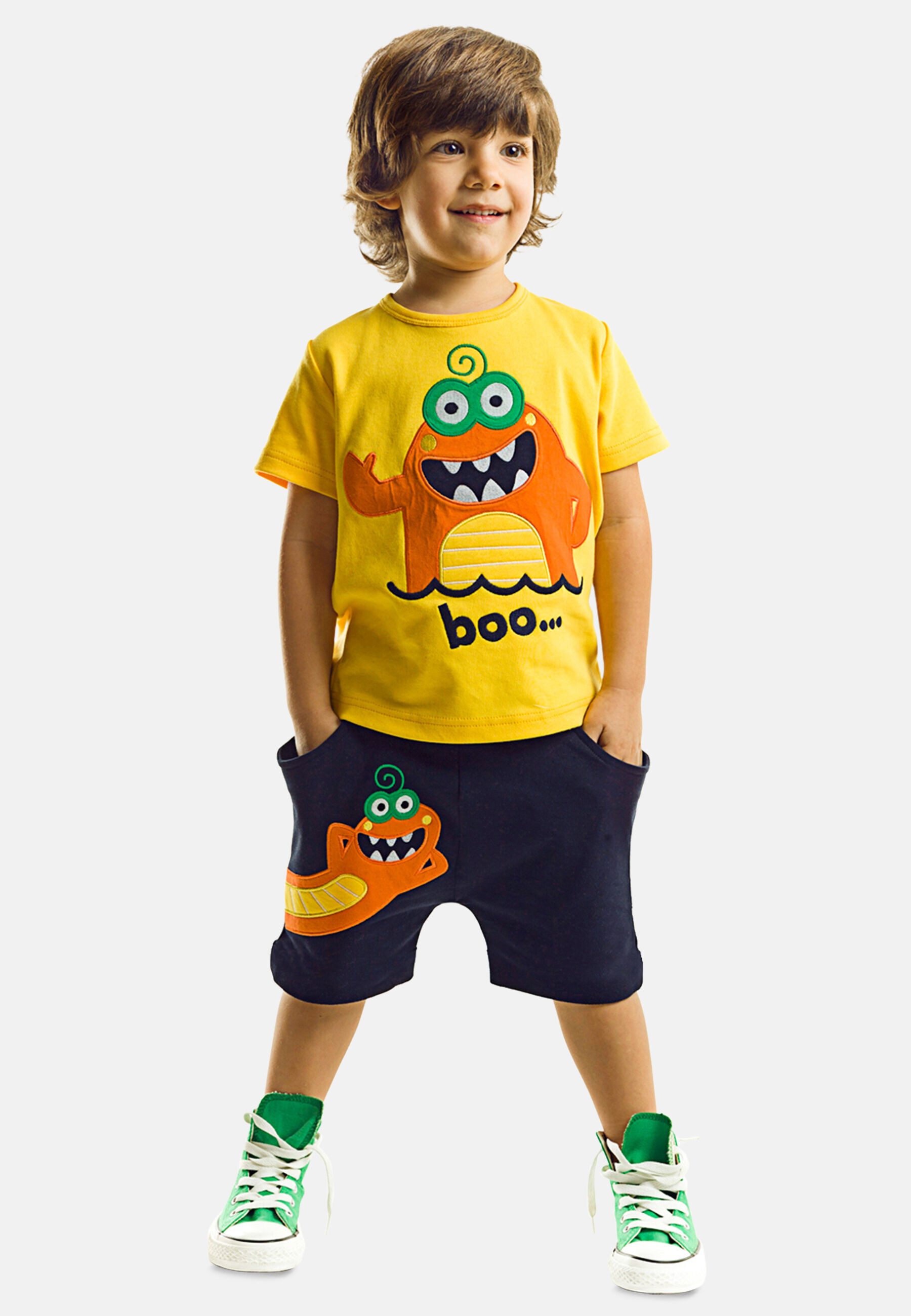 Denokids Hausanzug Lake Monster (2 tlg) mit Monster-Applikation