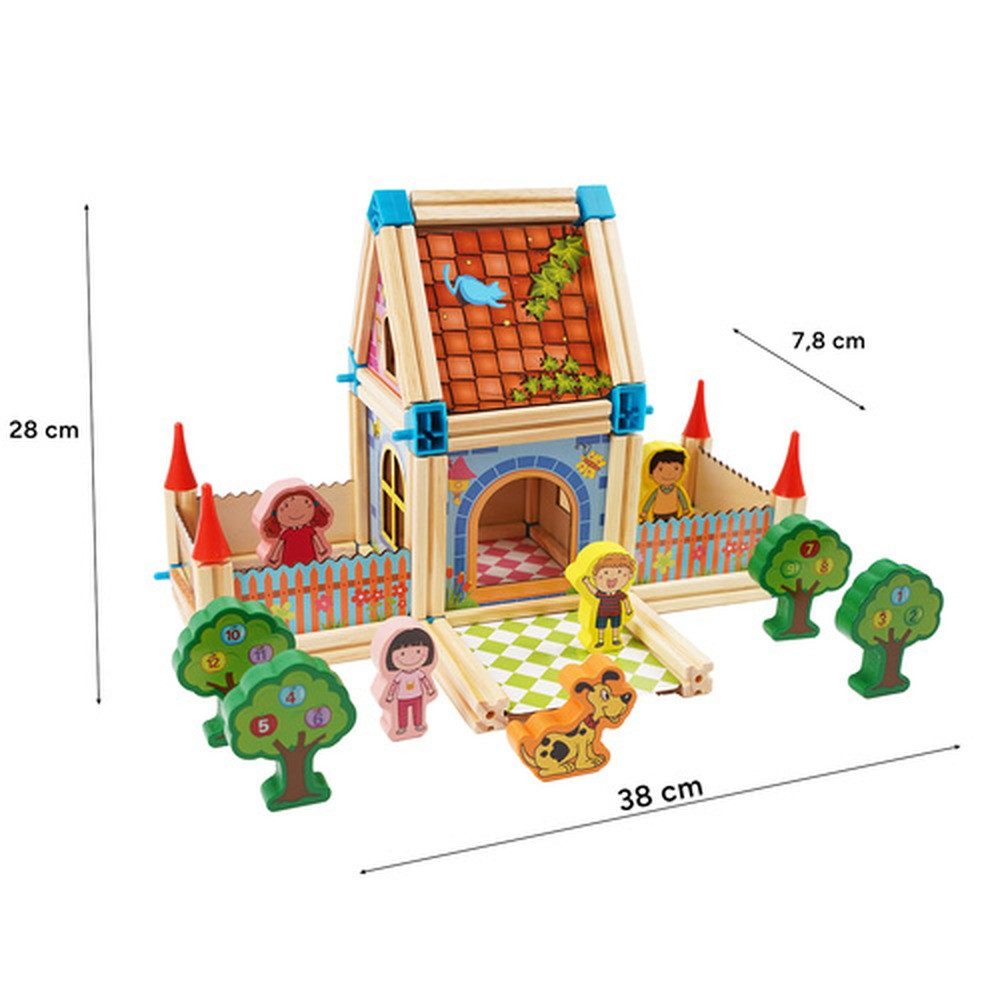 KRUZZEL Holzspielzeug Haus Spielfiguren Spielbausteine, (Spar-Set, 1 St., lernen), fördert Kreativität, Feinmotorik, räumliches Denken