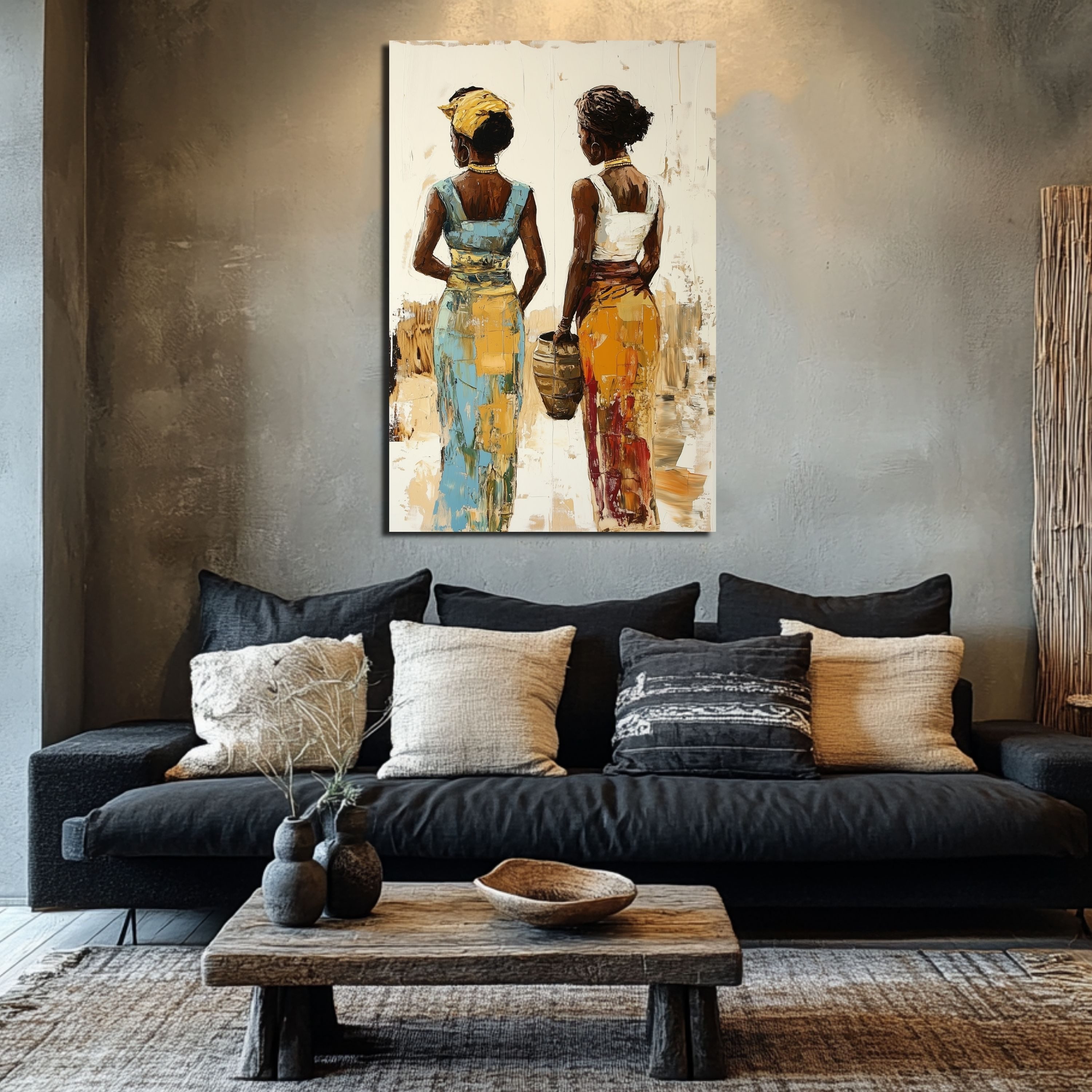 DARO Design Leinwandbild Modern Abstrakt Wandbilder XXL Wandbild Wand Deko Leinwand Bilder, (2 Frauen - Bild groß Wohnzimmer Schlafzimmer Küche Esszimmer Einteilig Querformat Fotodruck Leinwände Wanddeko Abstrakte Kunst Boho), 30x20cm