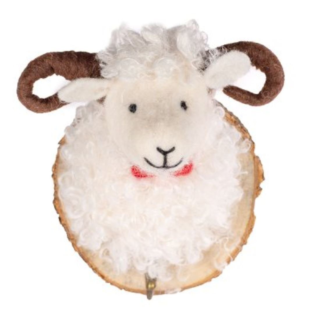 Baden Gartenfigur Schaf mit (0 Filz, - Kleiderhaken St) Hörnern aus