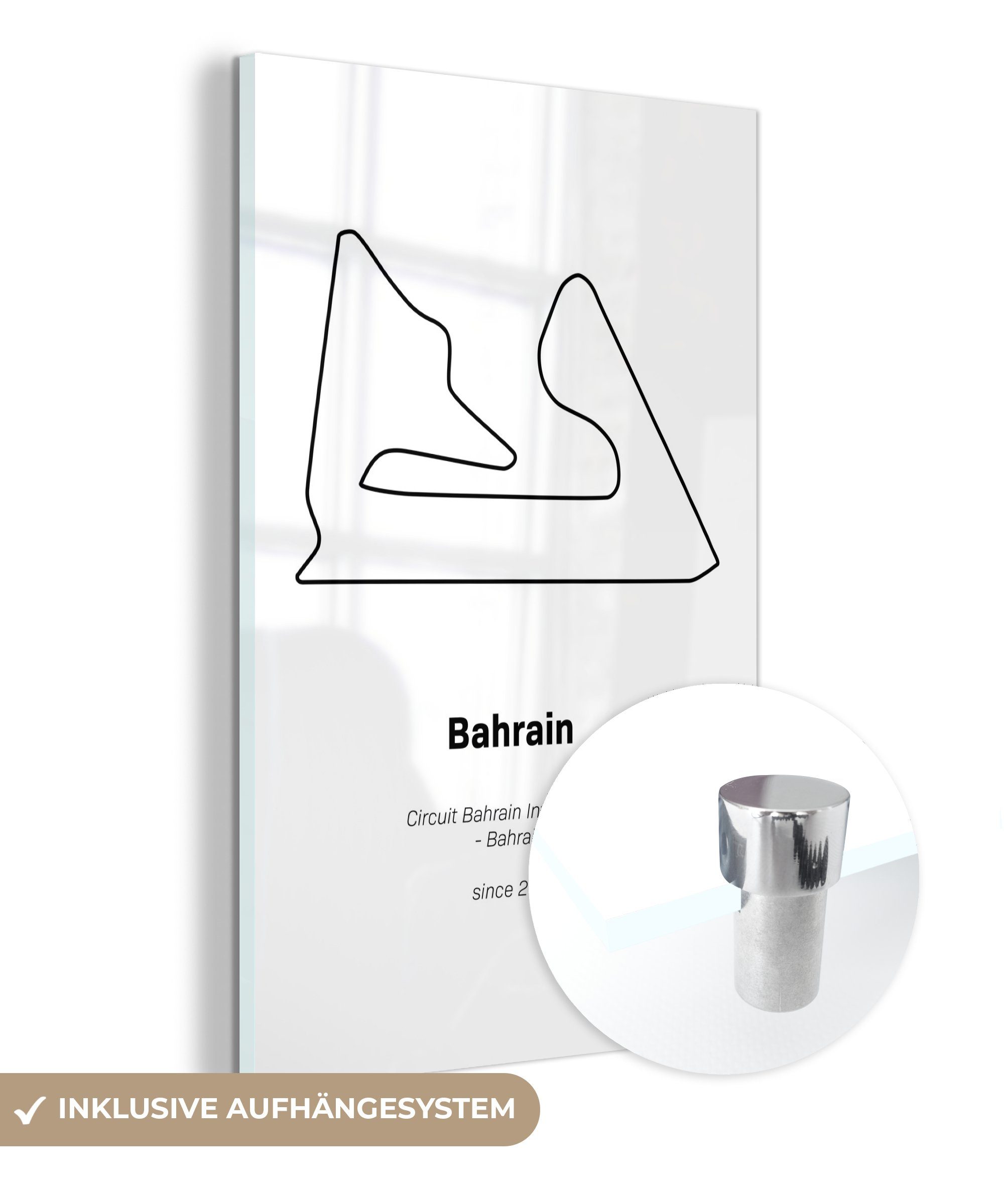 (1 - Glas Foto Acrylglasbild - - Wanddekoration - Wandbild Glasbilder Rennstrecke auf Bilder St), auf F1, - MuchoWow Glas Bahrain