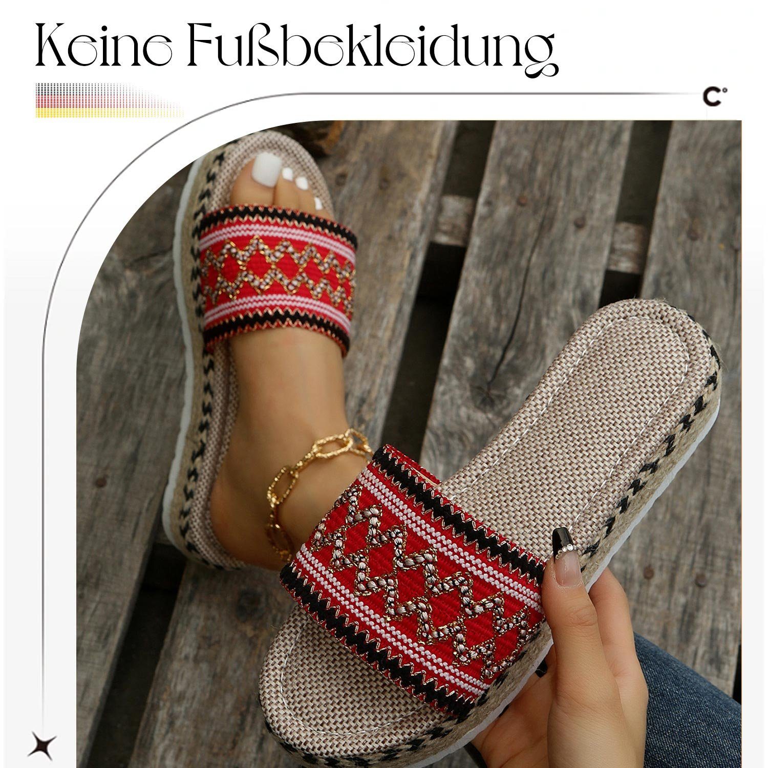 MAGICSHE römischer Stil Hanfseil Pantolette Strandpantoffeln weben Khaki Lässige