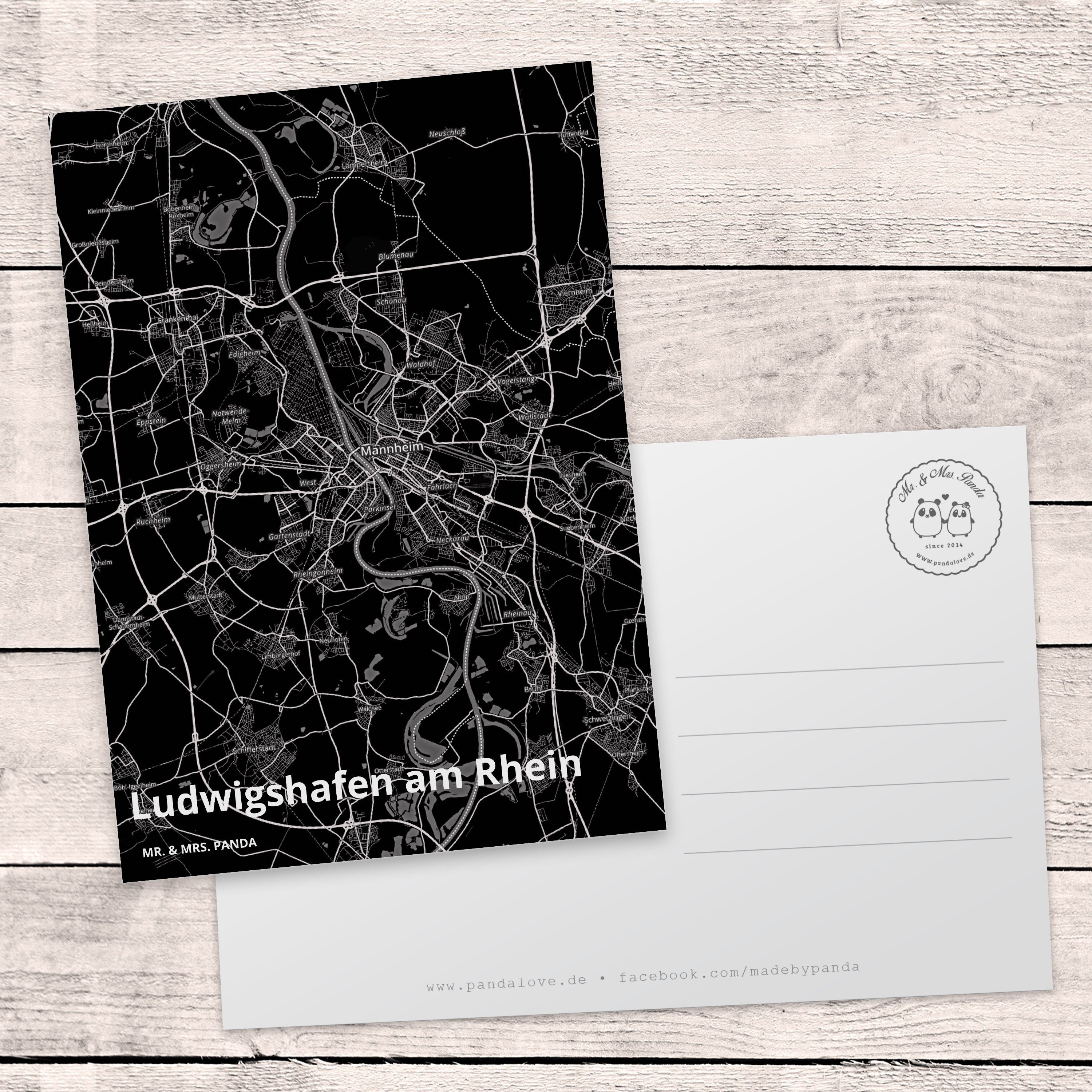 Mr. & Postkarte Einladungskarte, Ort - Geschenk, Städte, Karte, Rhein Panda Mrs. am Ludwigshafen