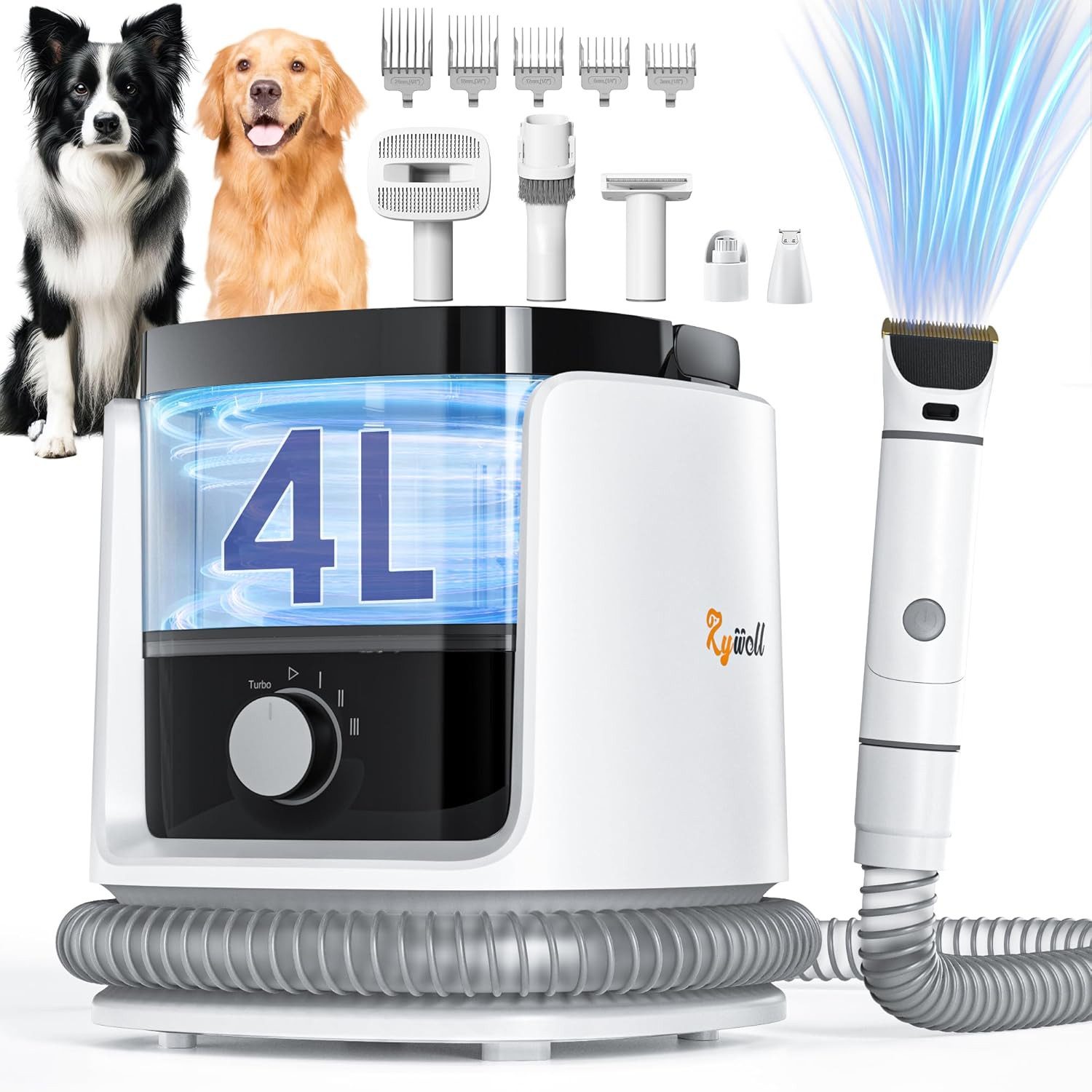 Hundeschermaschine mit 4L-Staubbehälter für viele Haustiere, 7-in-1 Pflegewerkzeuge