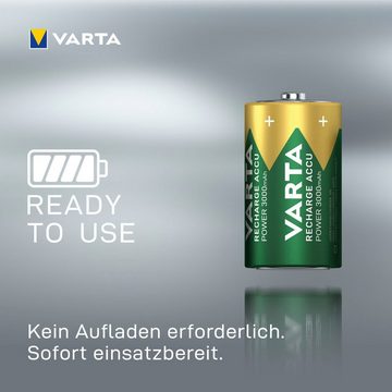 VARTA RECHARGE ACCU Power vorgeladener D Mono NiMH Akku (2er Pack, 3000mAh) Batterie, (1,2 V, 2 St)