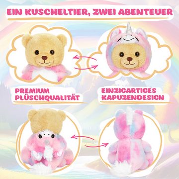 BRUBIES Kuscheltier Teddy Einhorn - 25 cm Teddybär im Einhornkostüm mit Kapuze (Plüschtier für kuschelige Abenteuer, 1-St), Kuscheltier Geschenk für Kinder