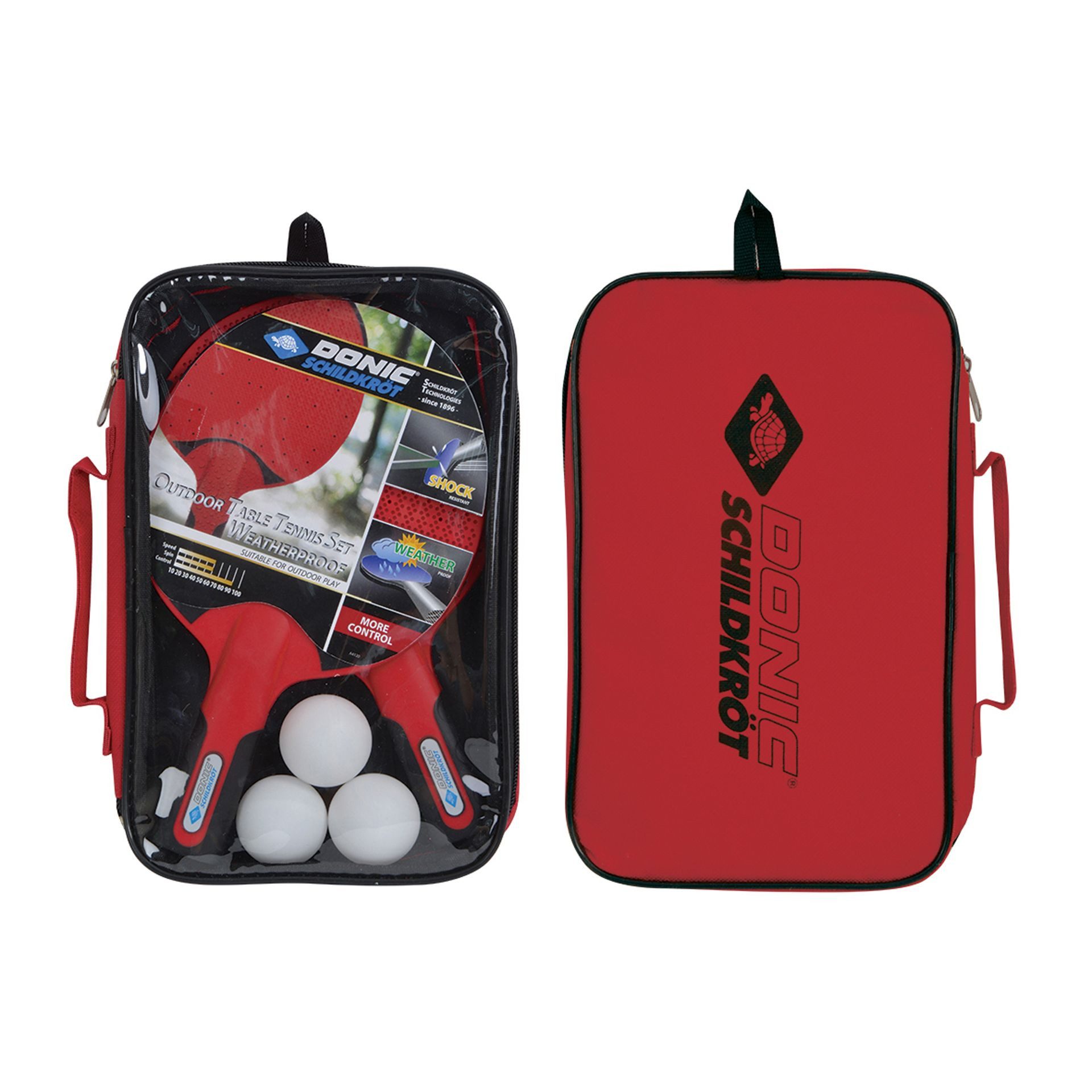 Schildkröt Funsports Tischtennisschläger Schildkröt Outdoor Tischtennis Schläger-Set (wetterfeste Kunststoffschläger), ergonomisch geformte, rutschfeste Griffe