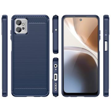 cofi1453 Bumper Carbon Case Hülle für Samsung Galaxy A14 5G Silikon Hülle blau