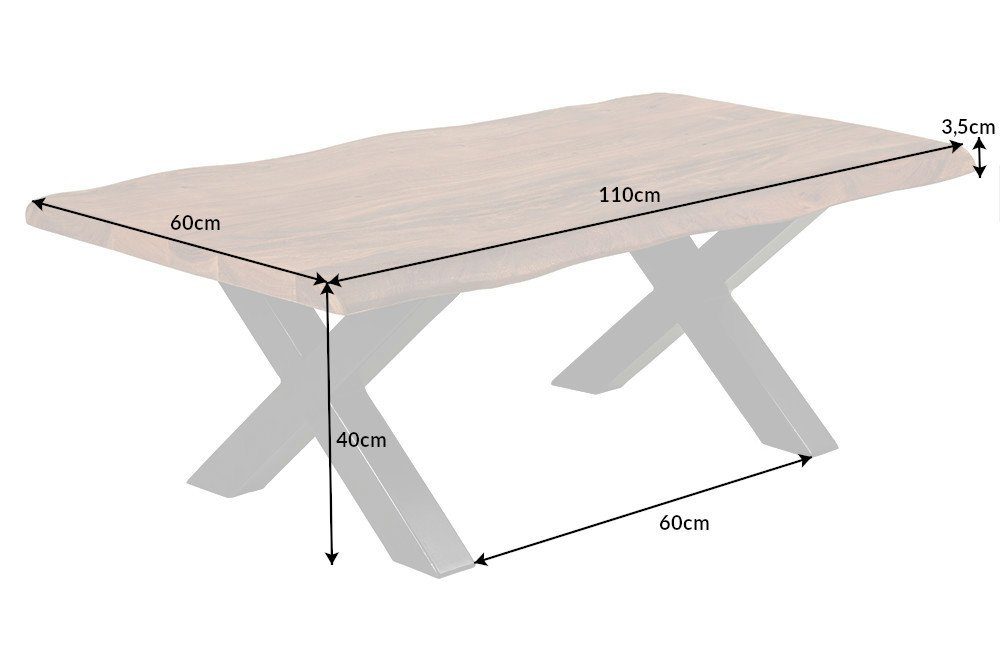 riess-ambiente Massivholz 110cm (Einzelartikel, braun Industrial MAMMUT schwarz · Couchtisch Metall 1-St), · · Wohnzimmer / Baumkante ·