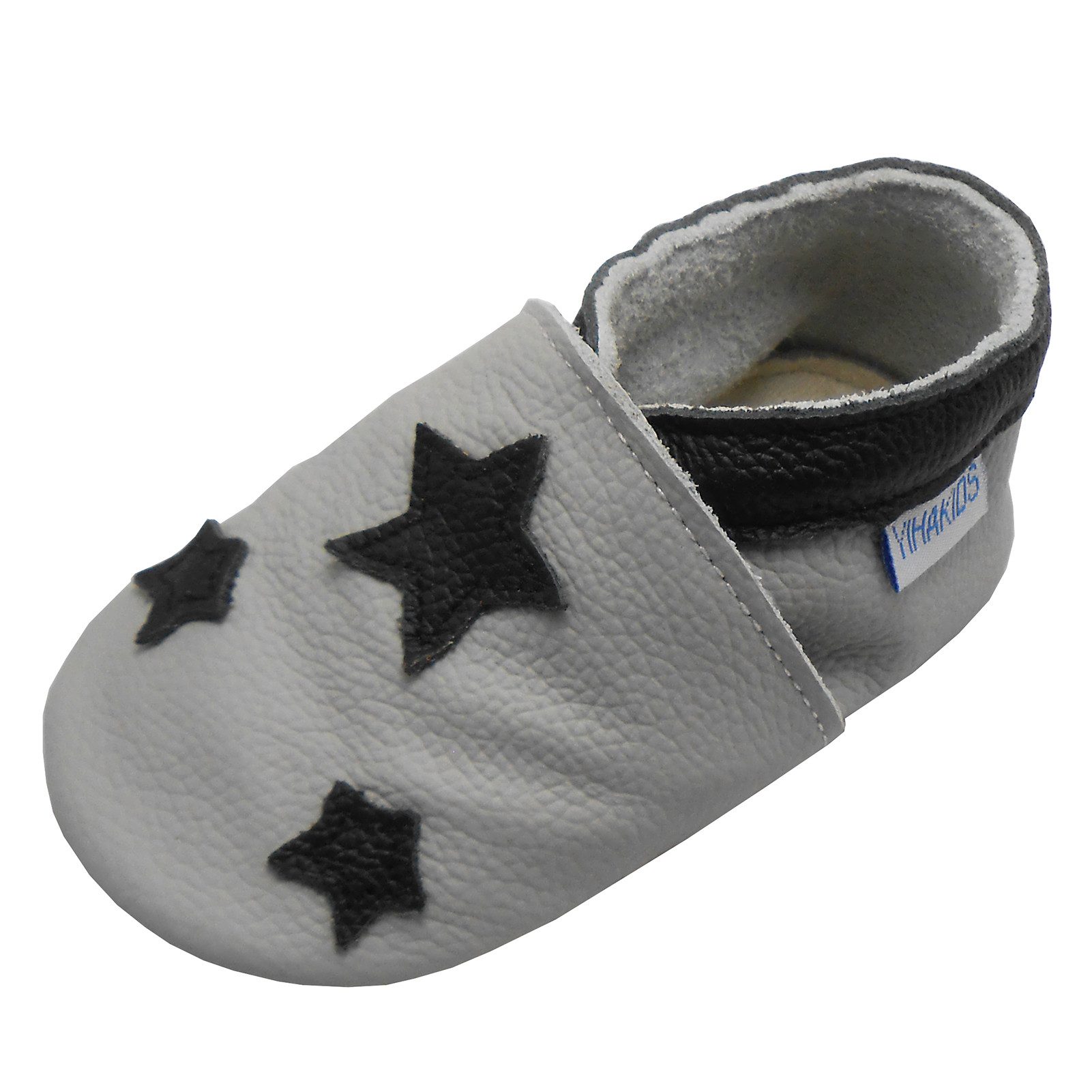 Yihakids Weiches Leder Baby Krabbelschuhe für draußen mit Gummisohle Stern Krabbelschuh Gummisohle
