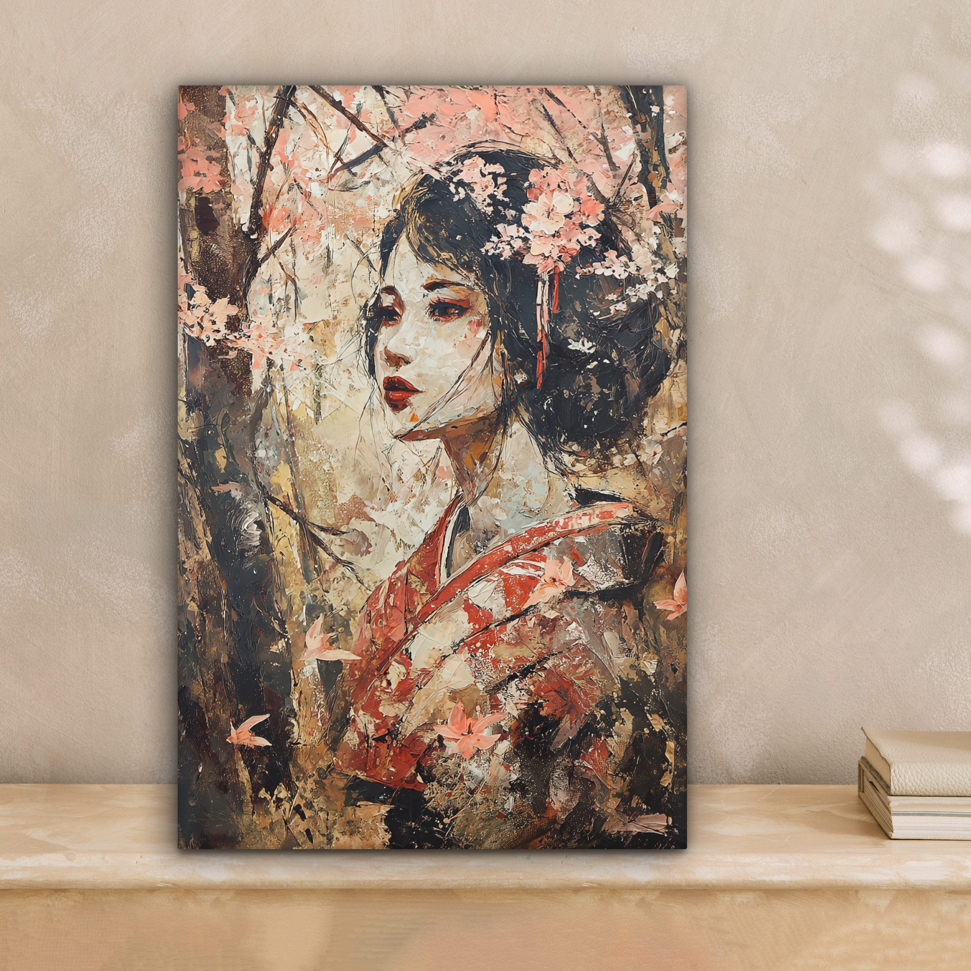 OneMillionCanvasses® Leinwandbild Kimono - Frau - Kirschbäume, Fotodruck (1 günstig online kaufen