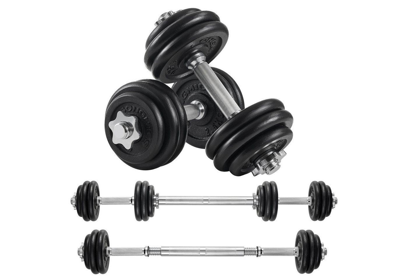 SONGMICS Hantel-Set 20KG/30KG 2er Set, verstellbar, Kurzhantelset mit Verbindungsrohr
