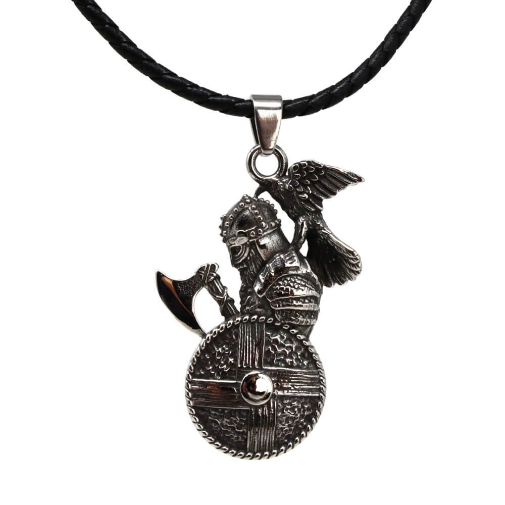 Kette mit Anhänger Lederkette Edelstahlkette 316L WIKINGER KRIEGER