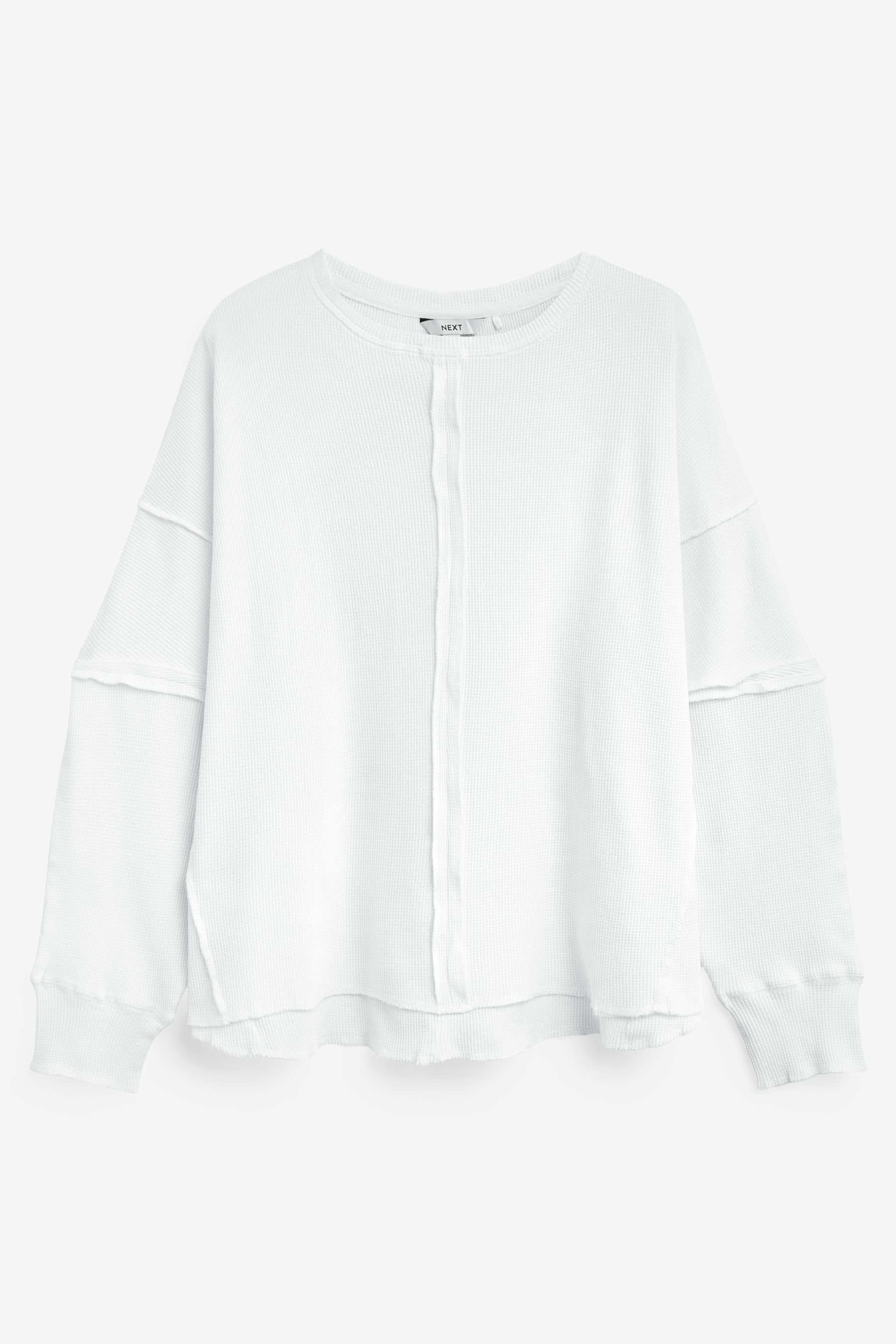 Next Langarmshirt Strukturiertes Langarm-Oberteil mit Saumdetail (1-tlg) White | Shirts