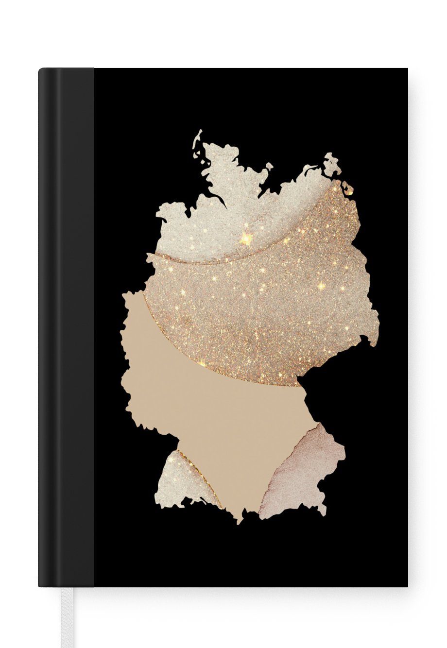 MuchoWow Notizbuch Karte - Deutschland 98 Journal, - Notizheft, Haushaltsbuch Glitter, A5, Tagebuch, Merkzettel, Seiten