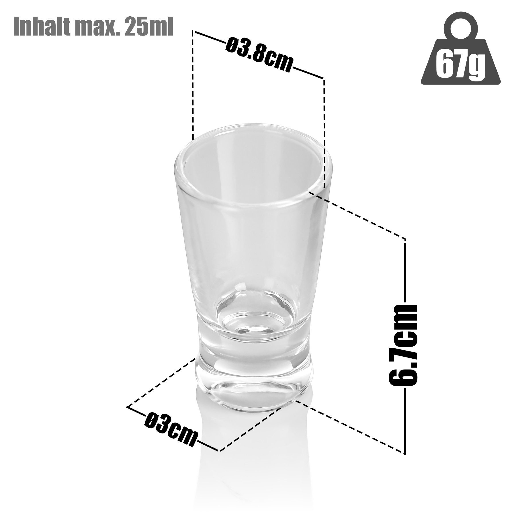 BigDean Schnapsglas 2cl in Geschenkbox – hochwertige Shotgläser lebensmittelecht, 12-tlg., Glas, Robustes Glas, Langlebige Qualität, Elegante Form, Vielseitig. – Bild 3 von 5