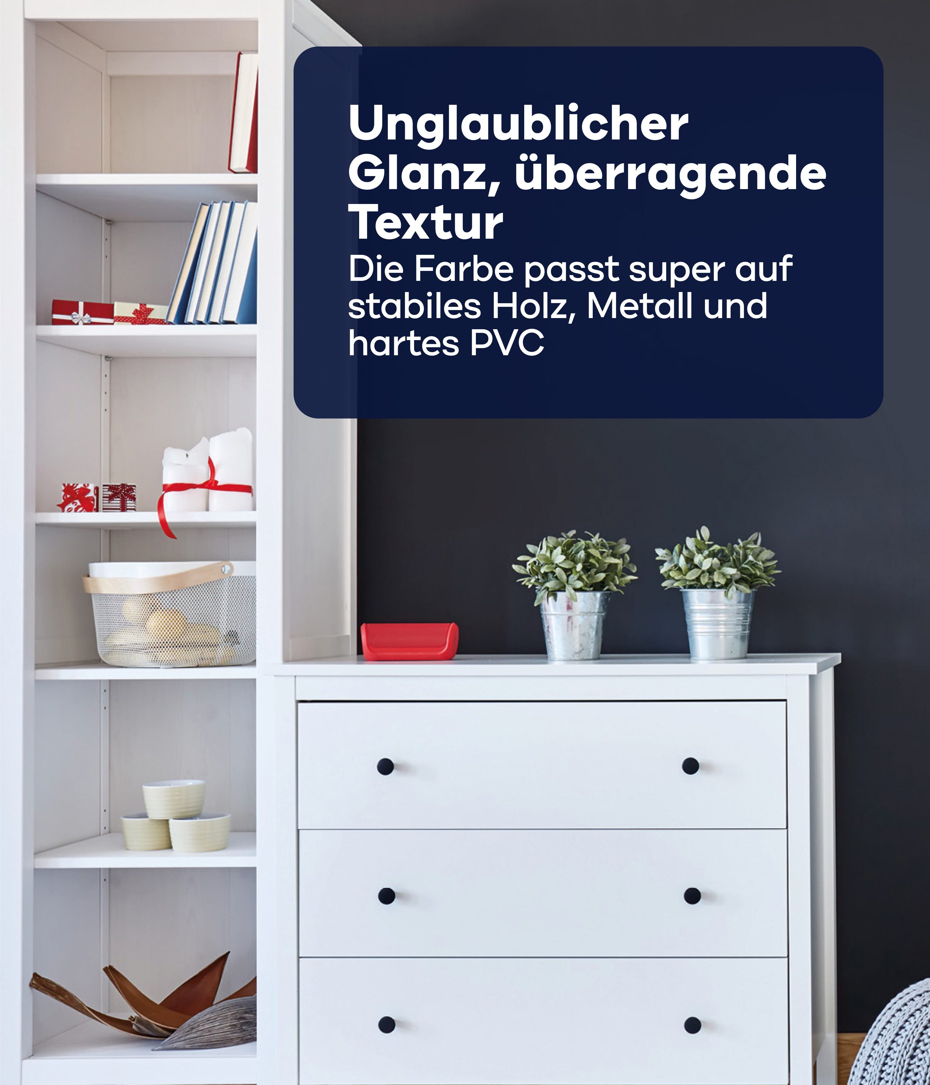plid Weißlack Premium Möbellack Weisslack Türenlack Holzlack Lackierset, Schnelltrocknend, verarbeitungsfertig – Bild 4 von 5