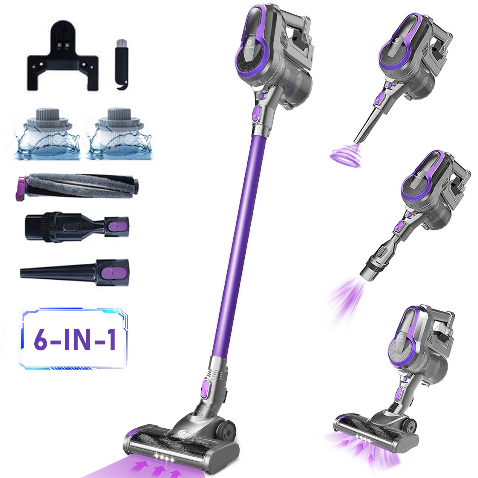 FixtFixer AkkuHandund Stielstaubsauger Staubsauger,Akku Staubsauger 6 in 1,Vacuum Cleaner