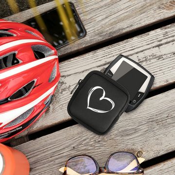 kwmobile Backcover Tasche für Bosch Intuvia, Bike GPS Hülle Herz Brush Design Weiß Schwarz