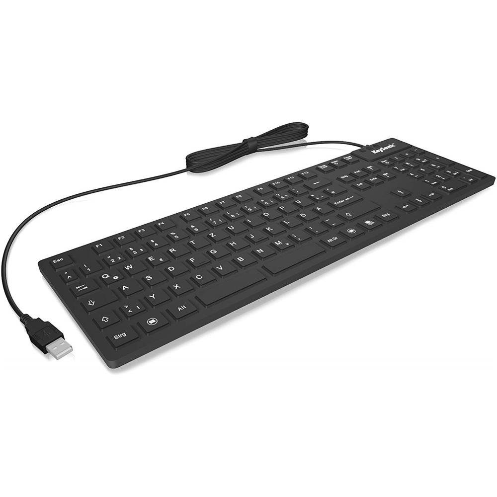 KEYSONIC KSK-8030IN DE Tastatur (Qwertz Layout, Deutsches Layout, wasserdicht, staubgeschützt, schwarz)