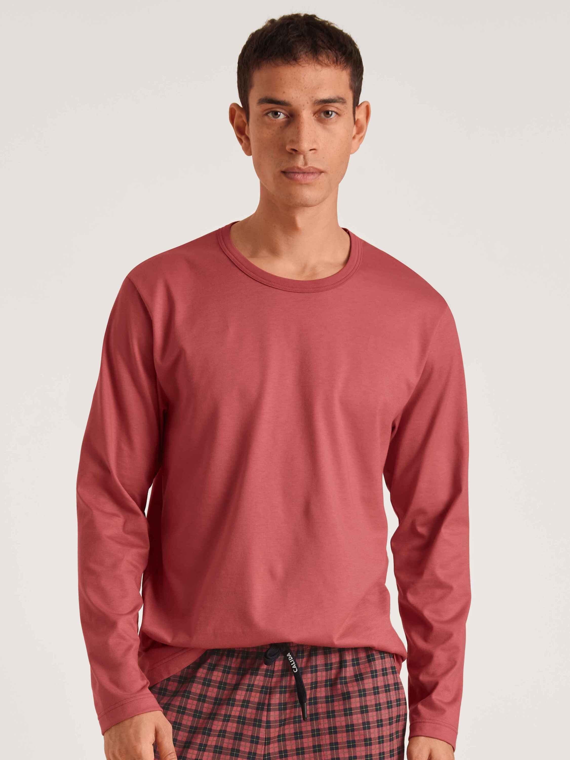 CALIDA Pyjamaoberteil Langarm-Shirt (1-tlg) red mineral